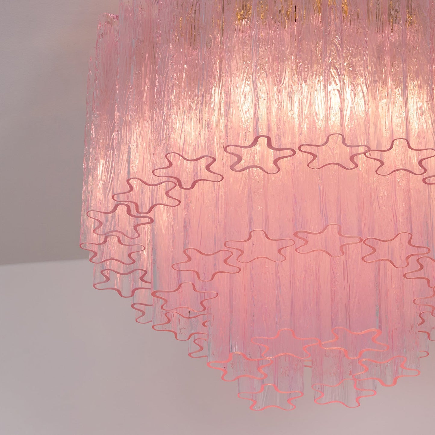 Murano Glass Ceiling Light | Pink | Gold Finish