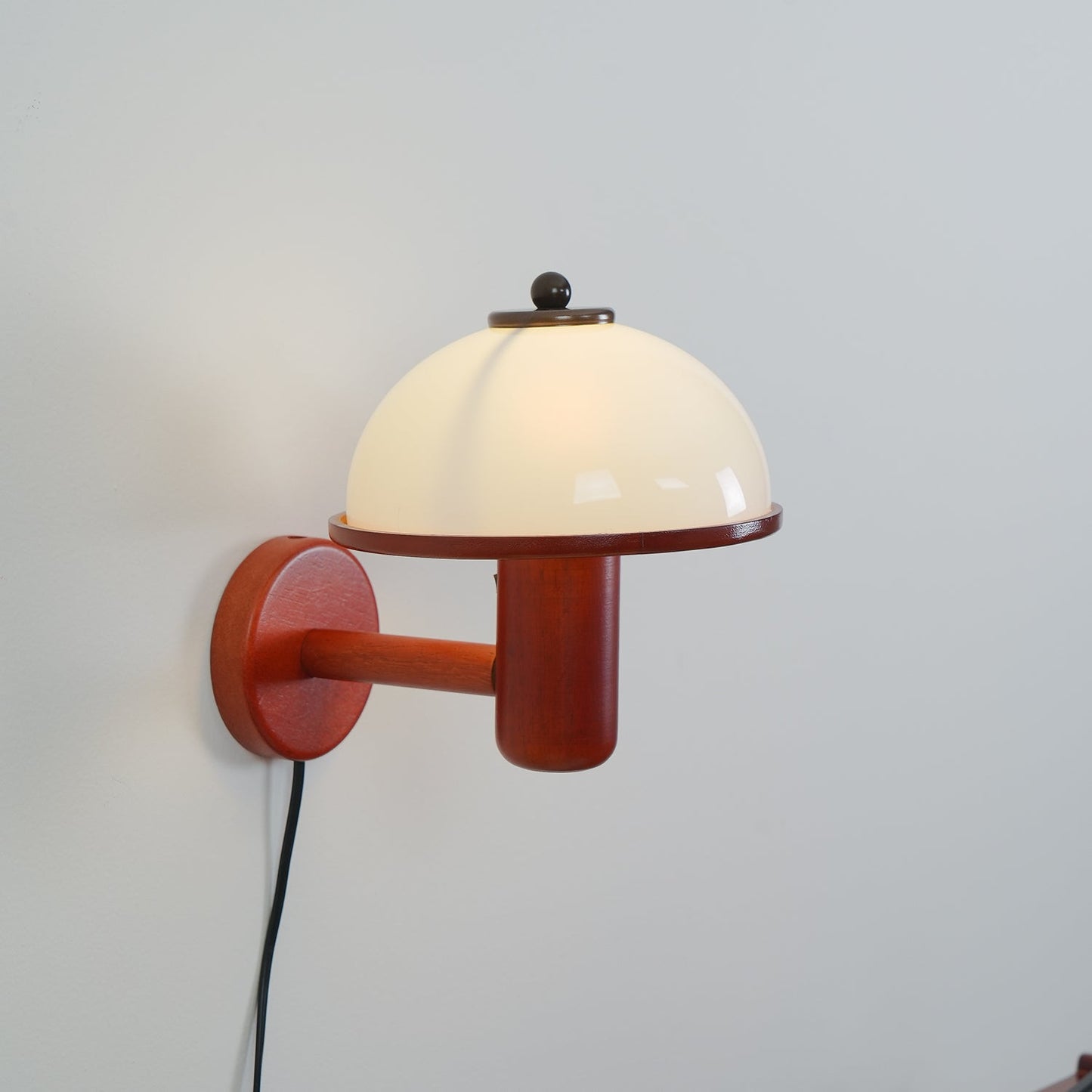 Mushroom Wall Lamp | Oak Wood & White Shade | 2-Pack