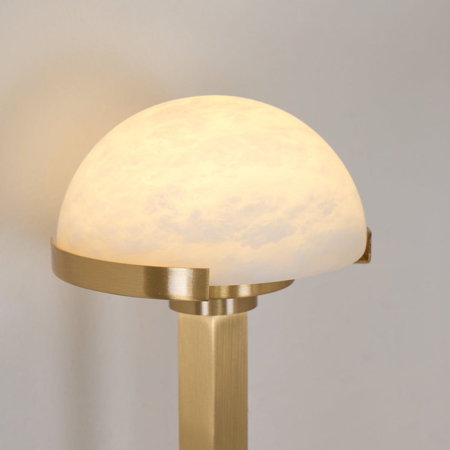 Mushroom Wall Lamp | Alabaster & Brass | White Shade