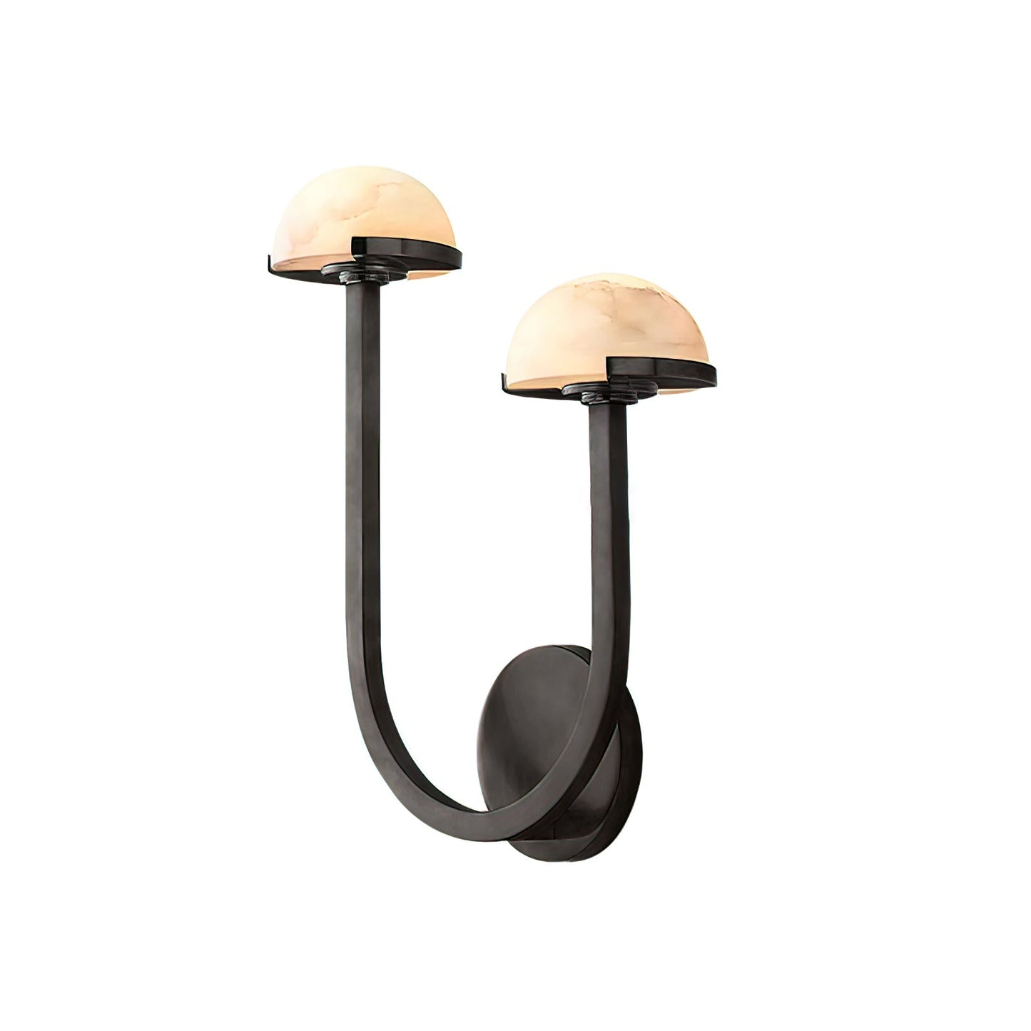 Mushroom Wall Lamp | Alabaster & Brass | White Shade
