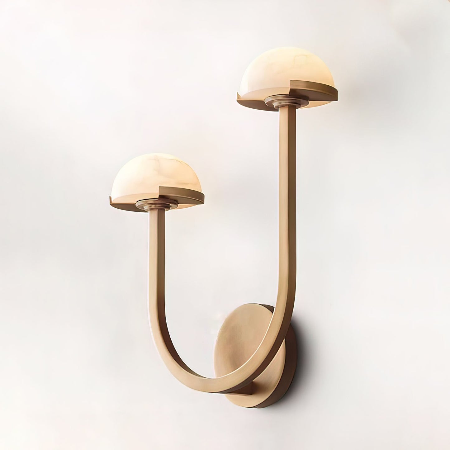 Mushroom Wall Lamp | Alabaster & Brass | White Shade
