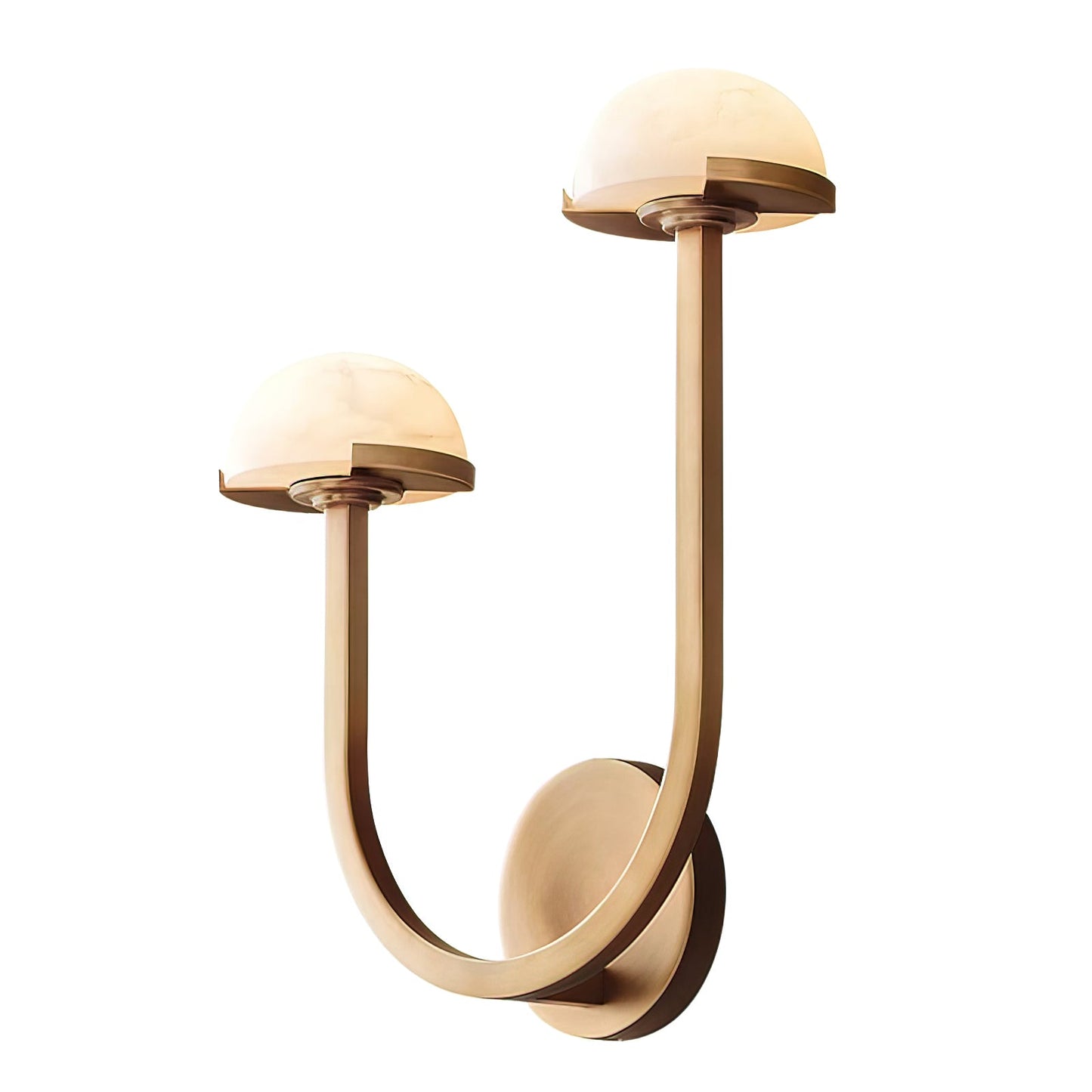 Mushroom Wall Lamp | Alabaster & Brass | White Shade