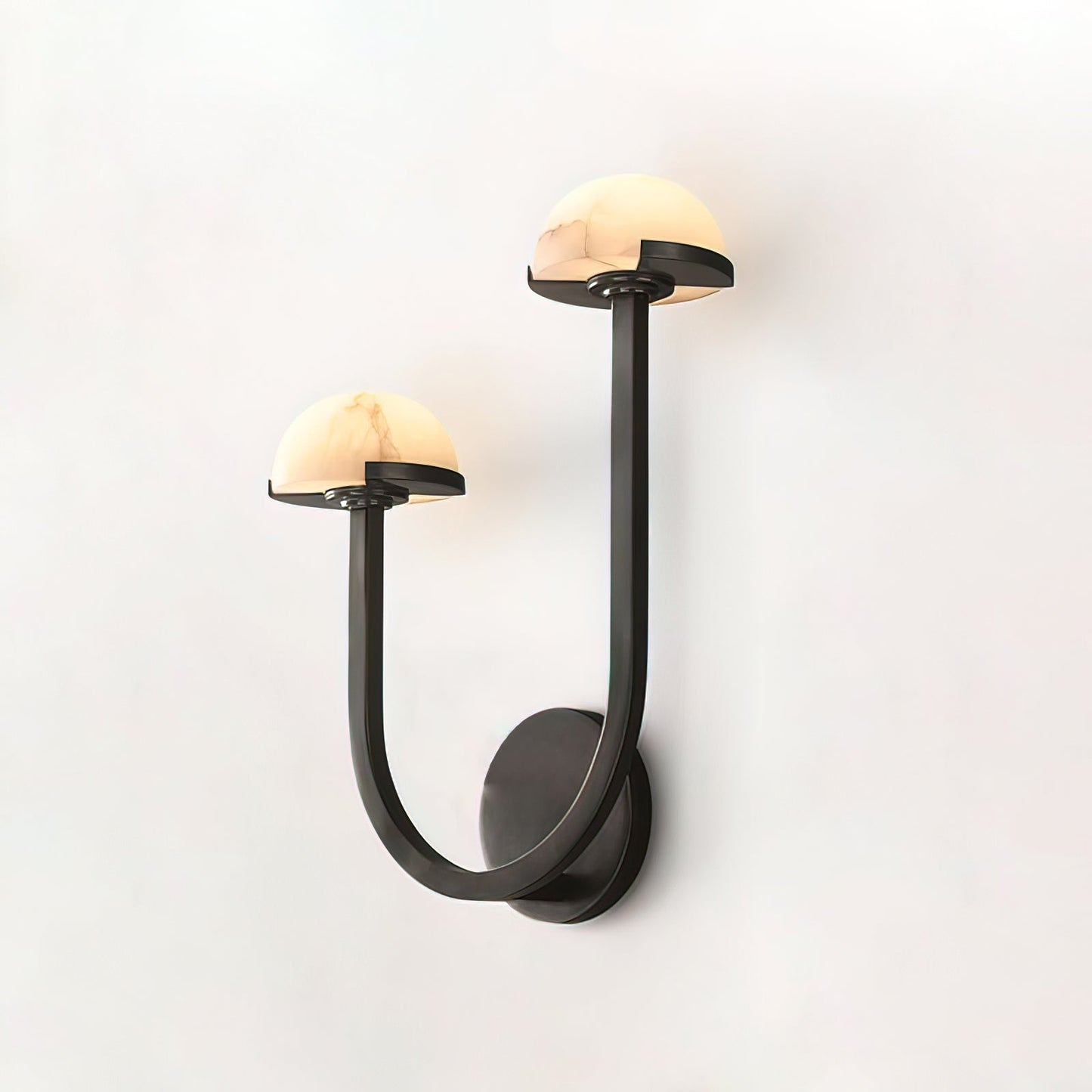 Mushroom Wall Lamp | Alabaster & Brass | White Shade