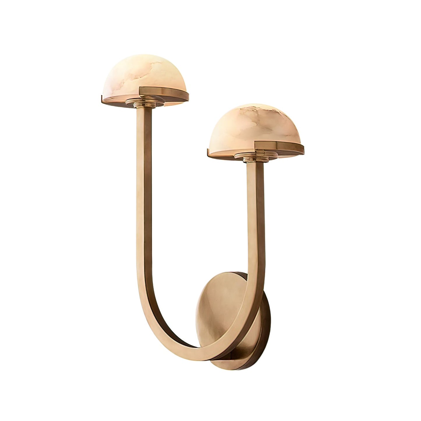 Mushroom Wall Lamp | Alabaster & Brass | White Shade