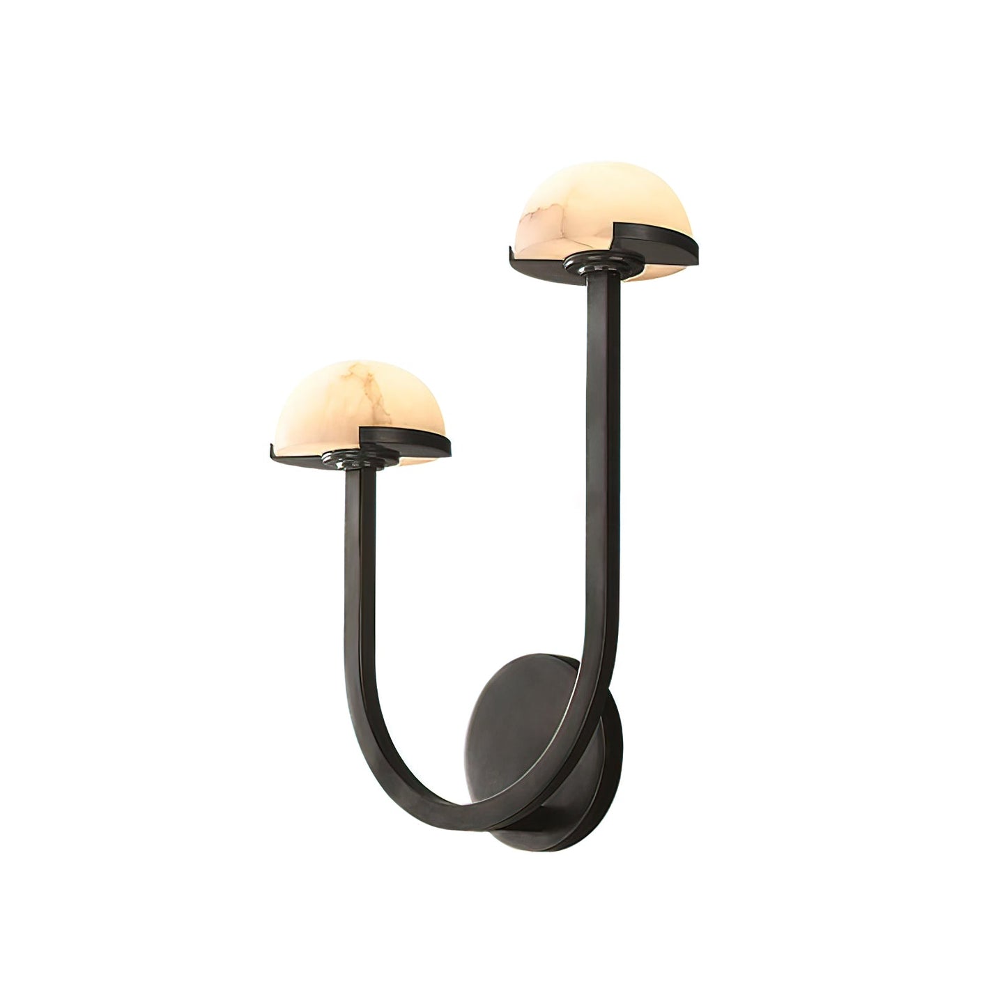 Mushroom Wall Lamp | Alabaster & Brass | White Shade