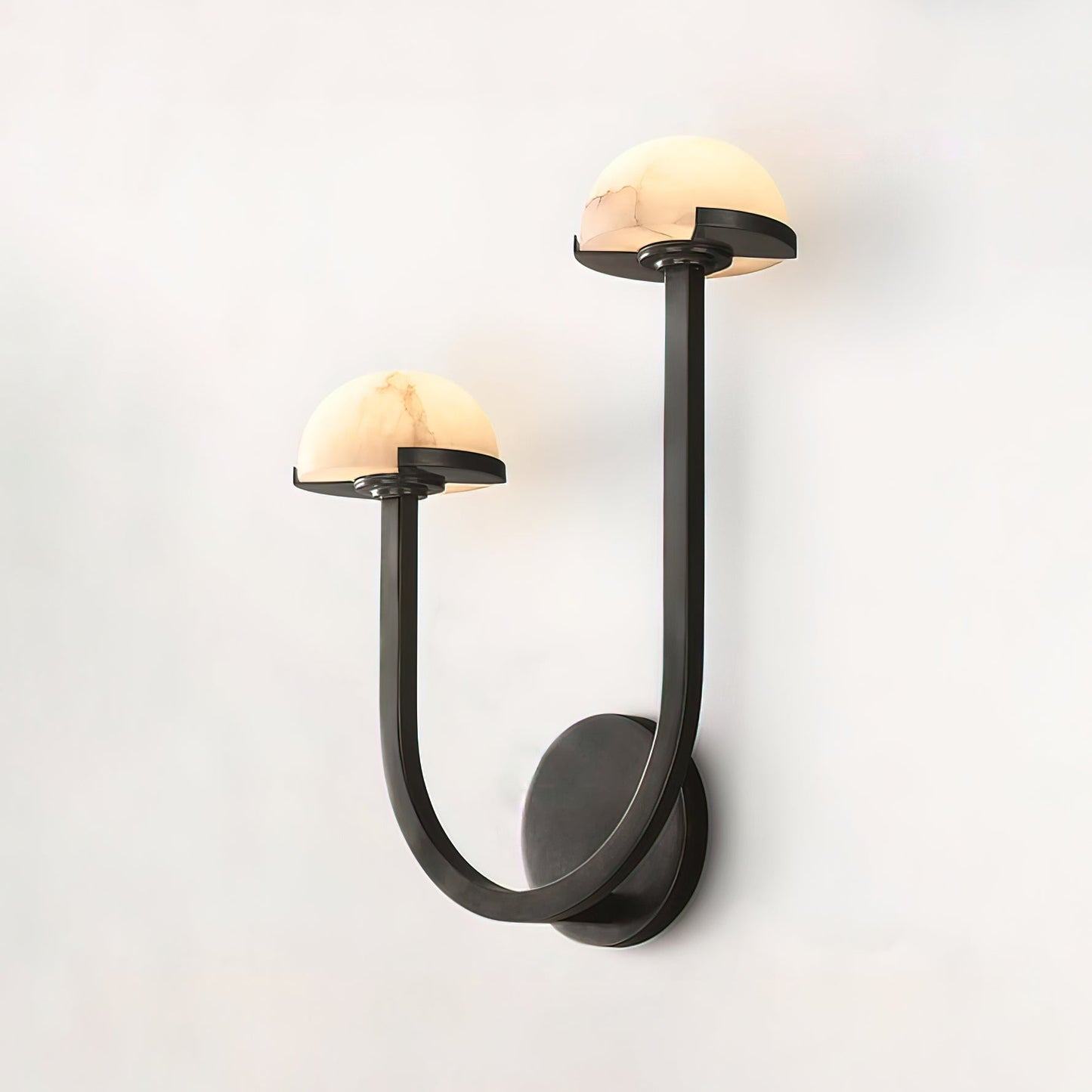 Mushroom Wall Lamp | Alabaster & Brass | White Shade