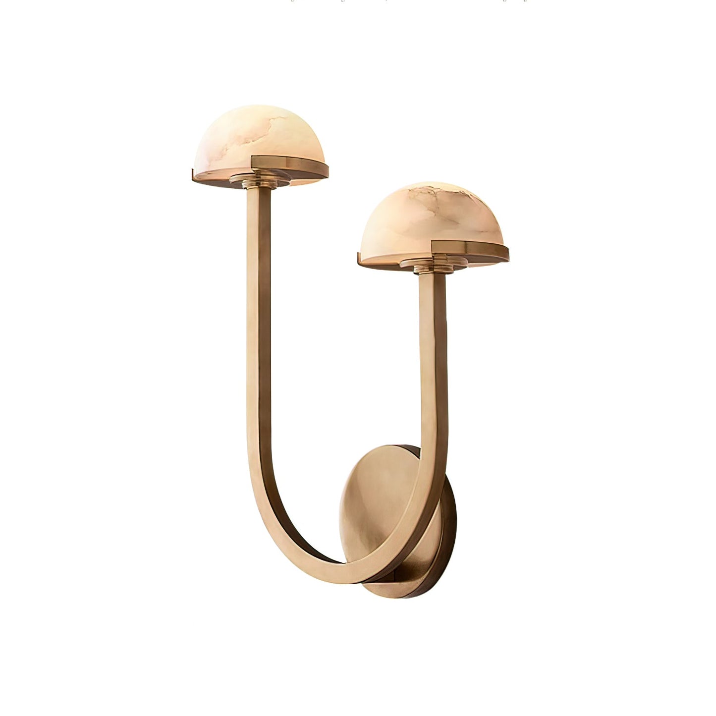 Mushroom Wall Lamp | Alabaster & Brass | White Shade