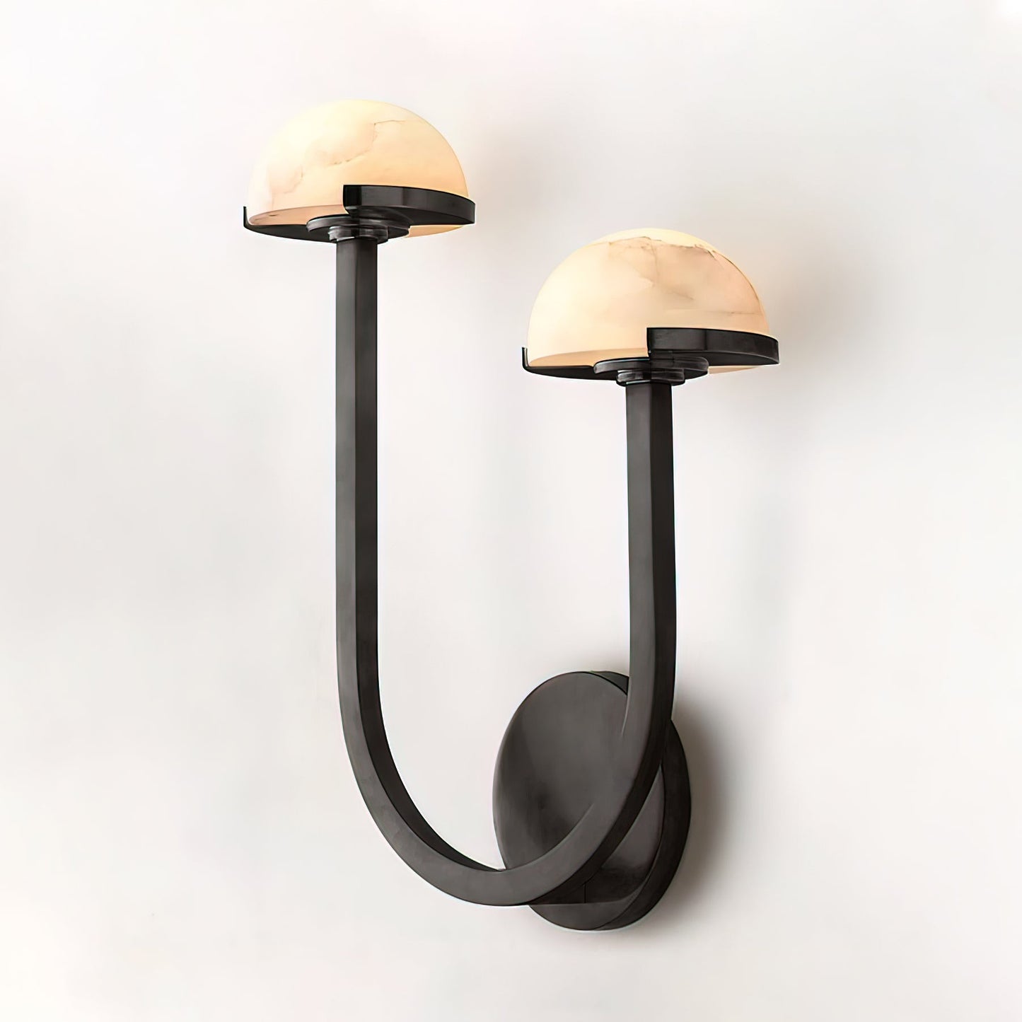Mushroom Wall Lamp | Alabaster & Brass | White Shade