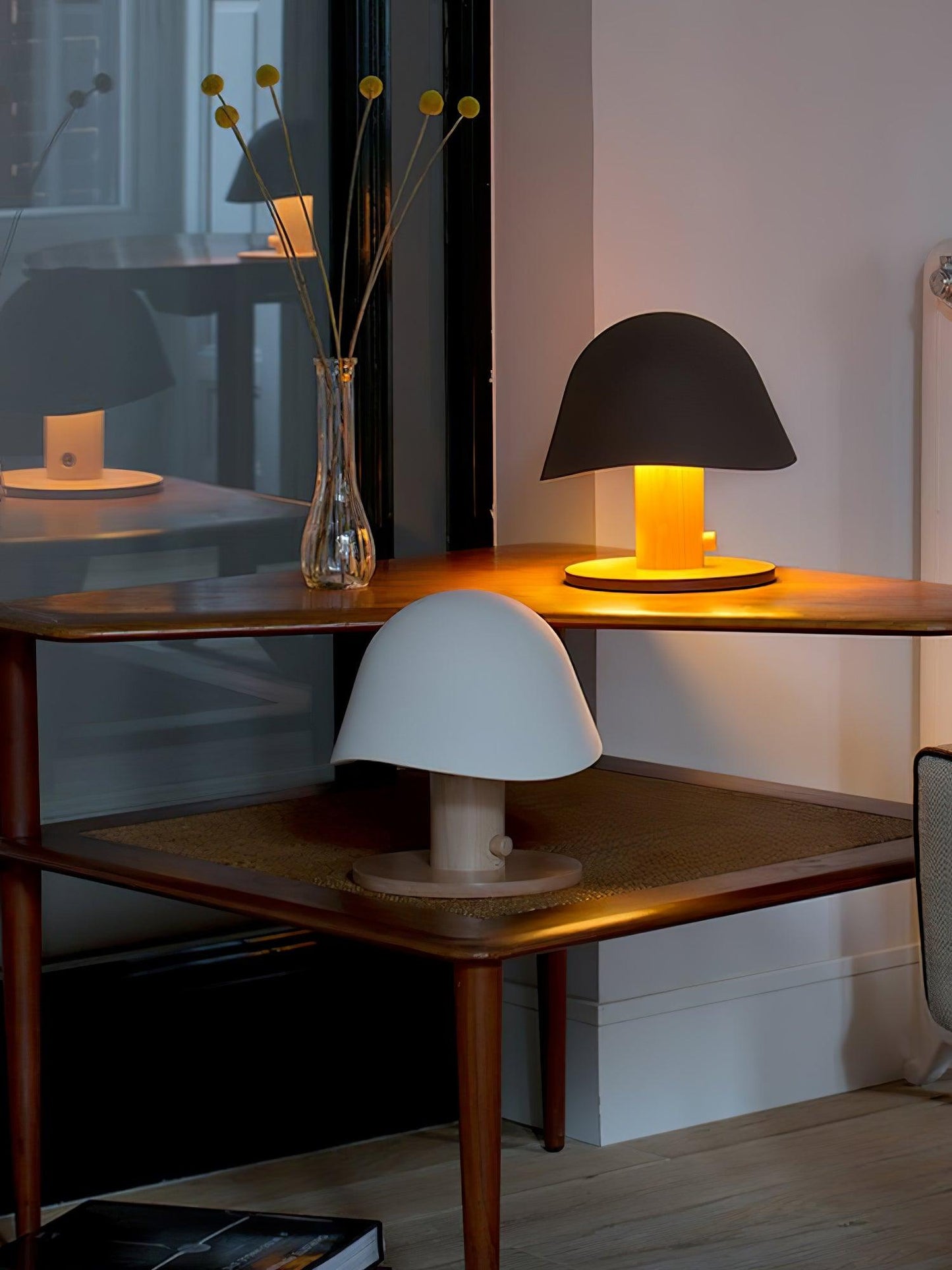 Mushroom Table Lamp | Resin & Metal | White, Black, Brown