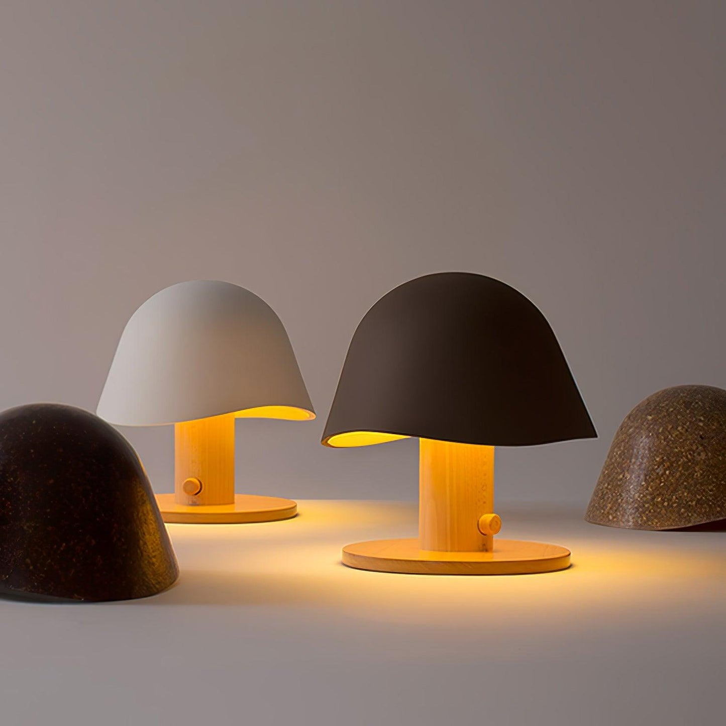 Mushroom Table Lamp | Resin & Metal | White, Black, Brown