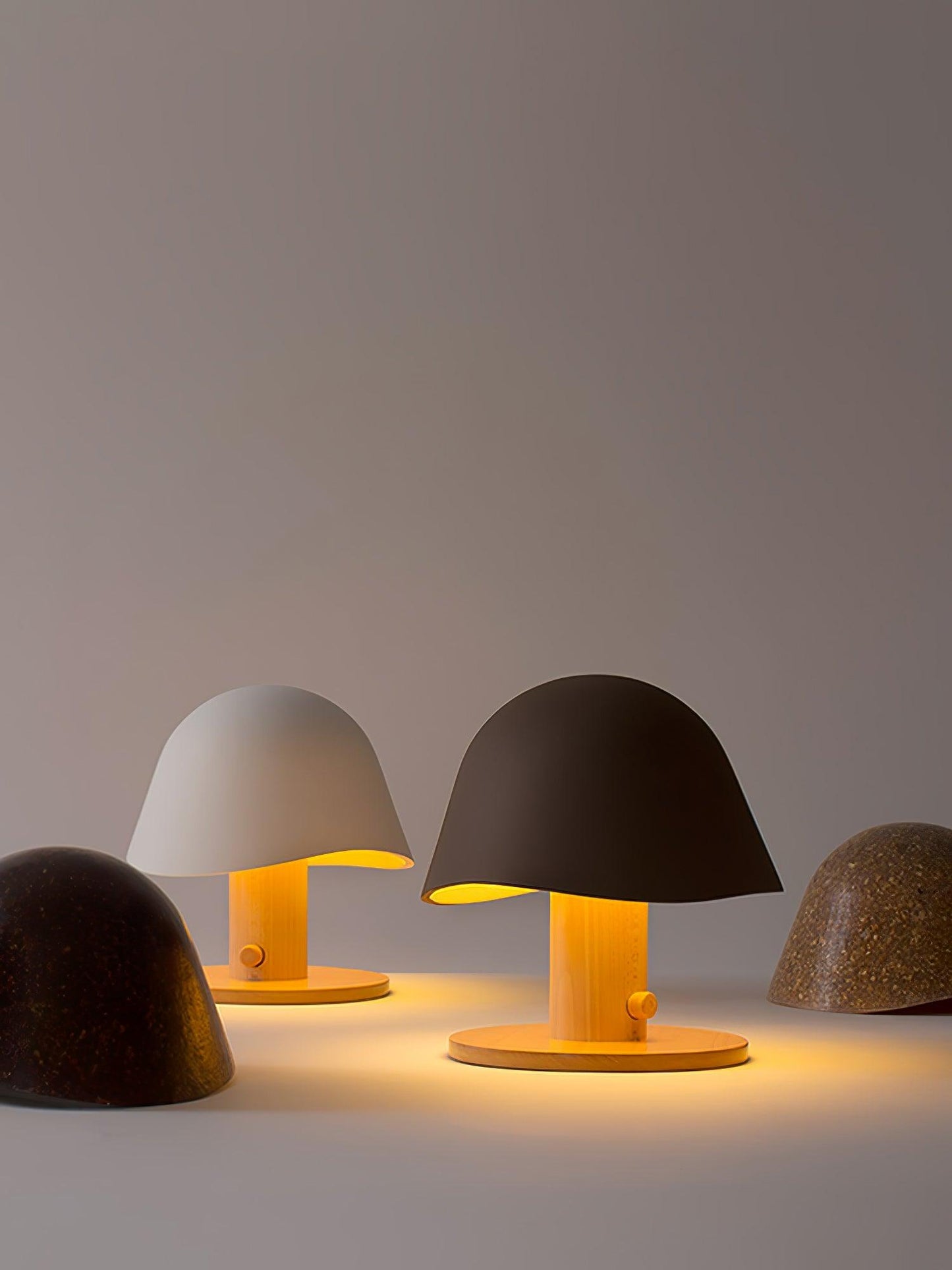 Mushroom Table Lamp | Resin & Metal | White, Black, Brown