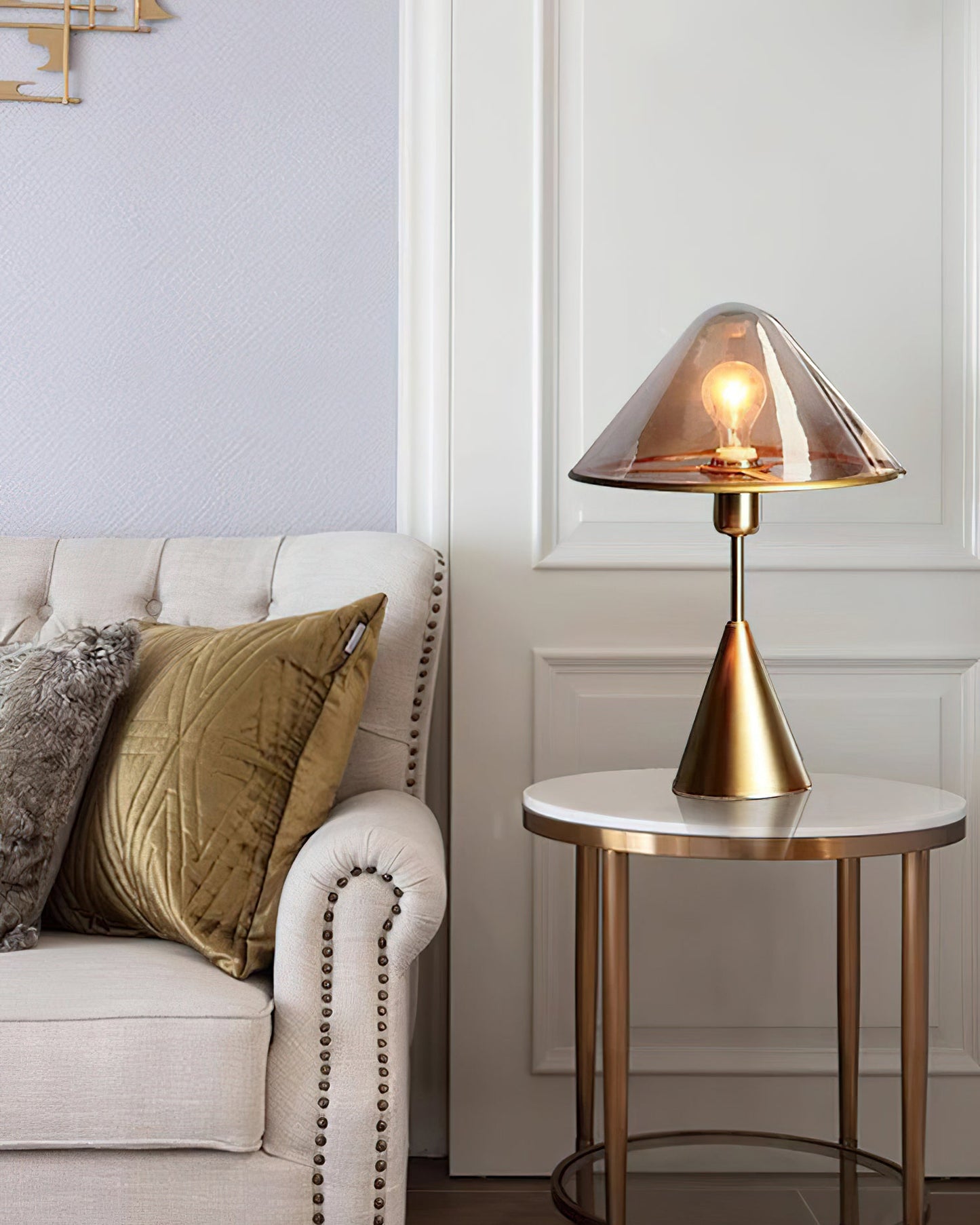 Mushroom Table Lamp | Retro Design | Orange & White