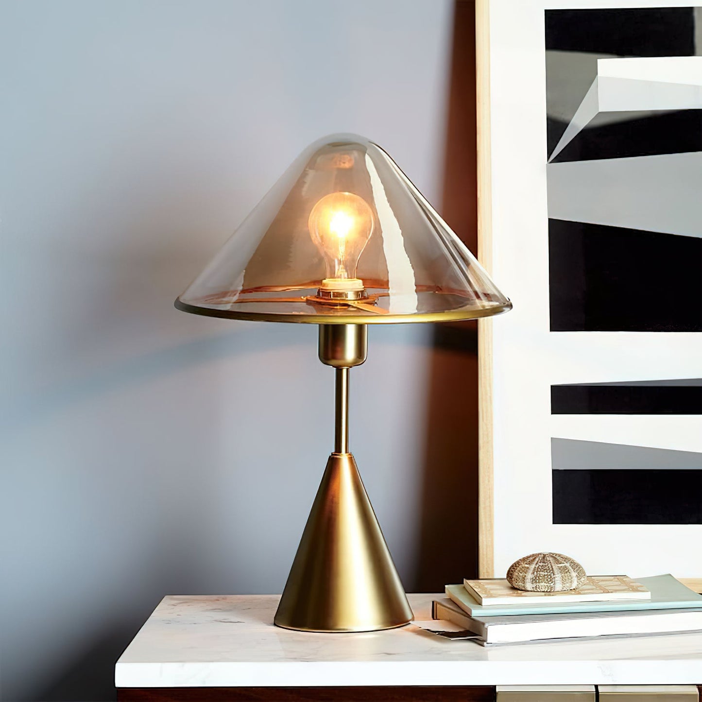 Mushroom Table Lamp | Retro Design | Orange & White