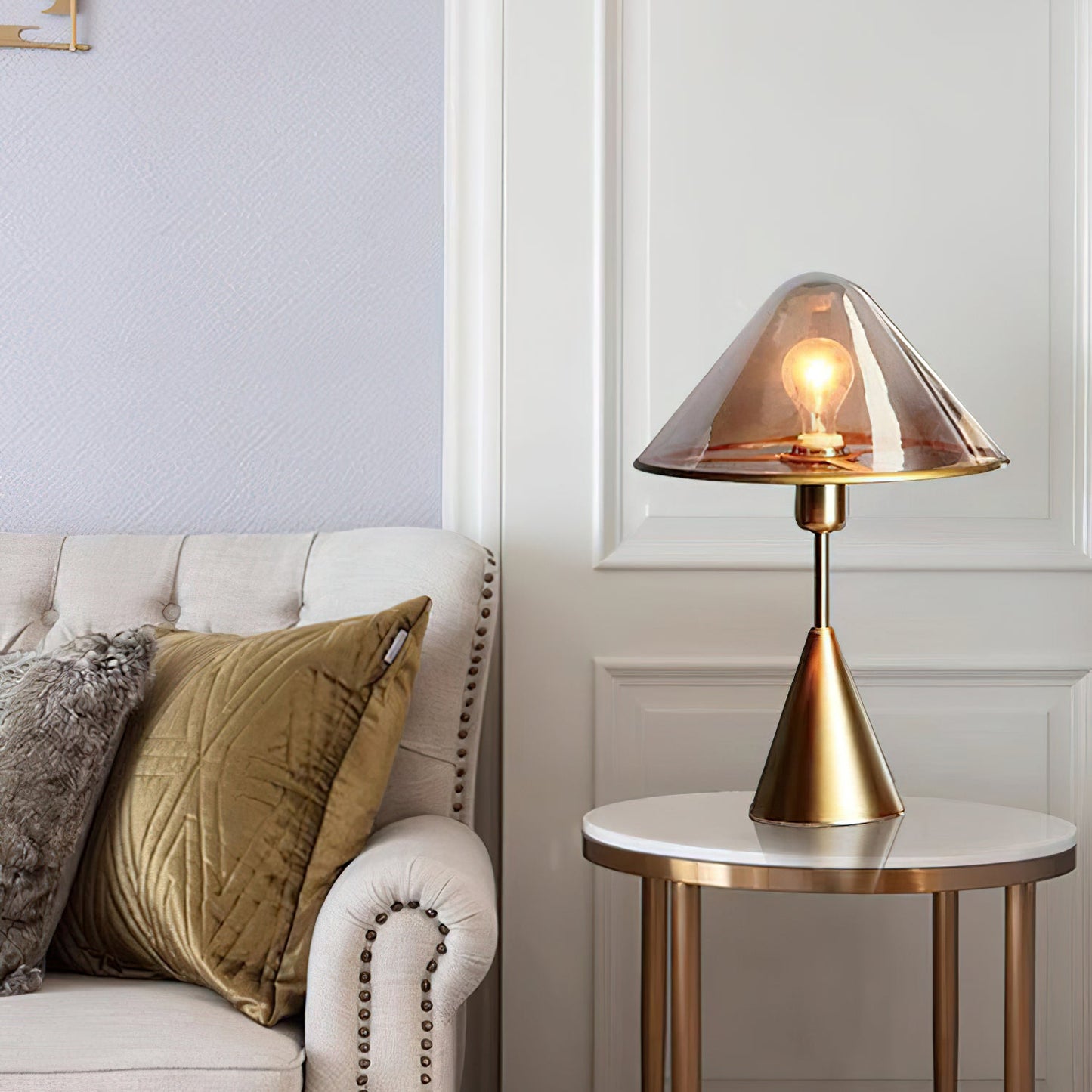 Mushroom Table Lamp | Retro Design | Orange & White