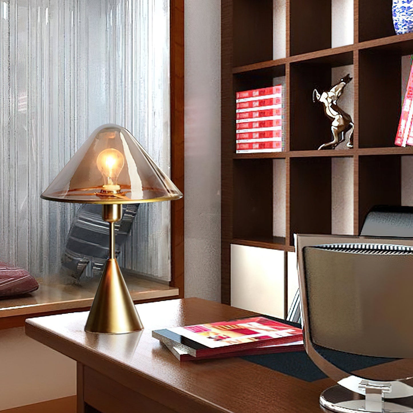 Mushroom Table Lamp | Retro Design | Orange & White