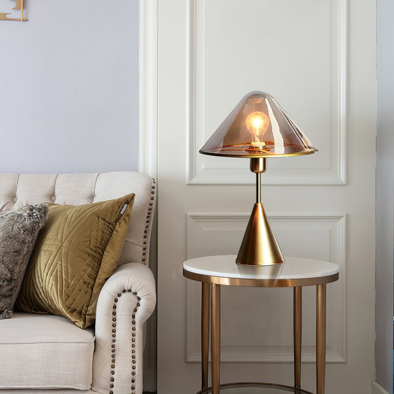 Mushroom Table Lamp | Retro Design | Orange & White