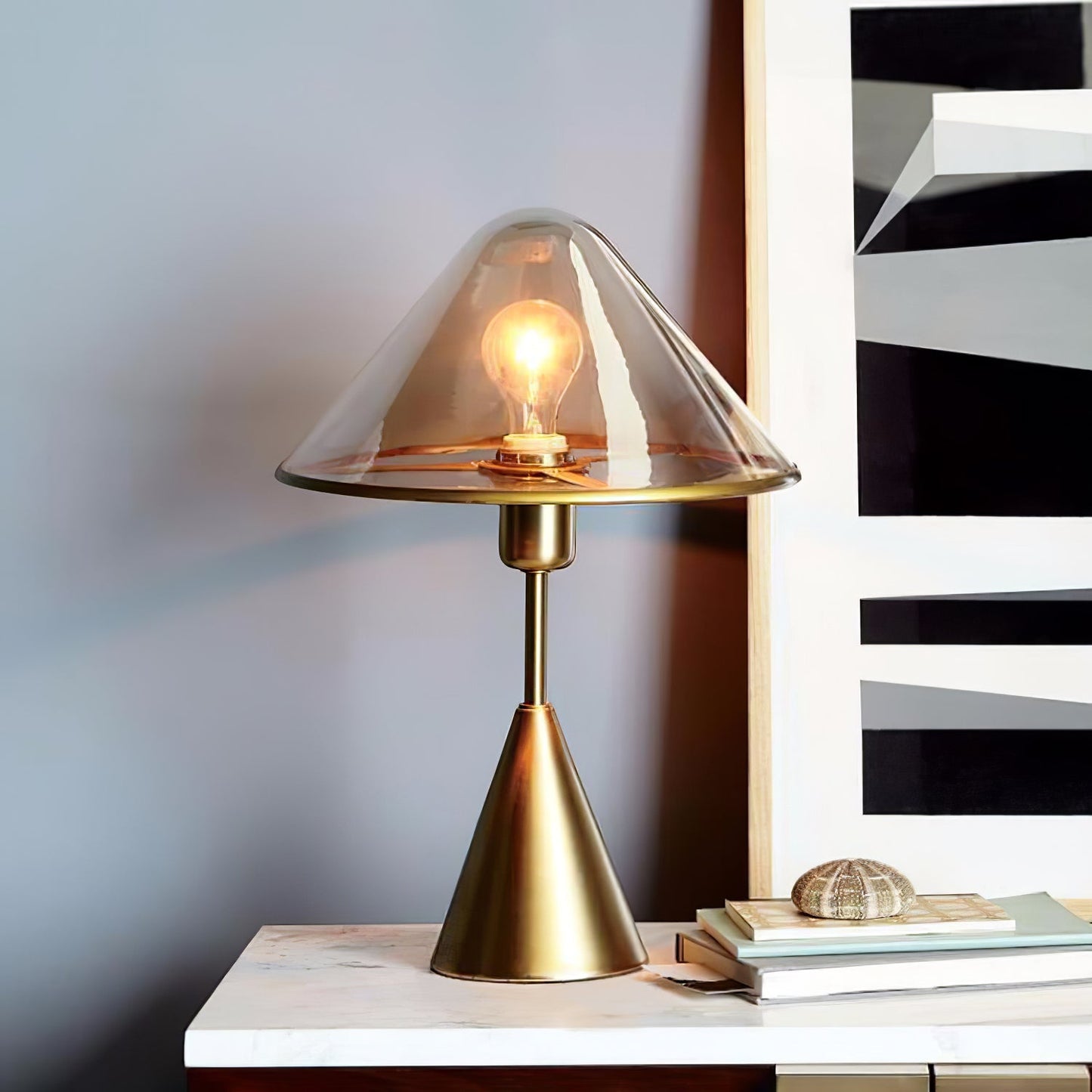 Mushroom Table Lamp | Retro Design | Orange & White