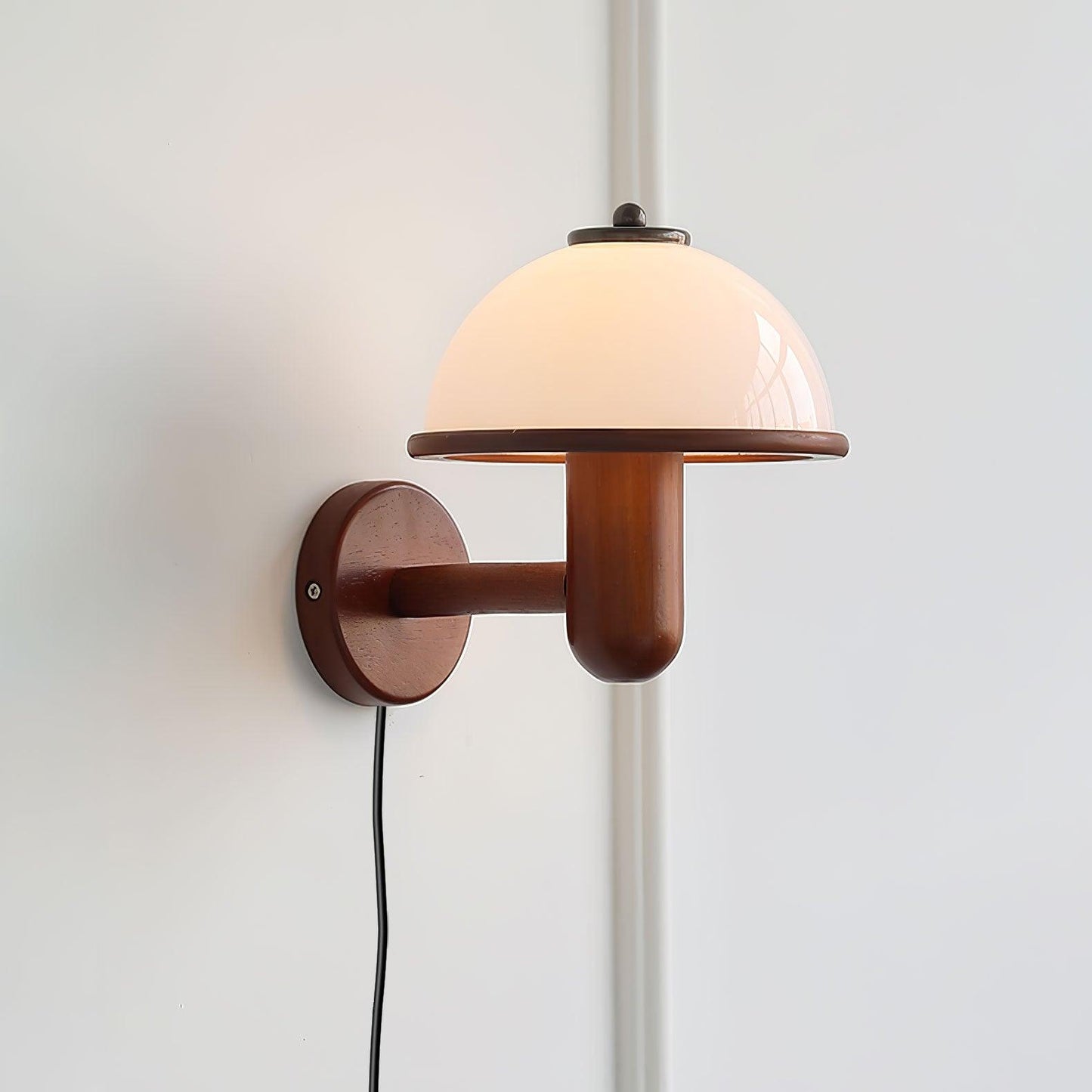 Mushroom Wall Lamp | Oak Wood & White Shade | 2-Pack