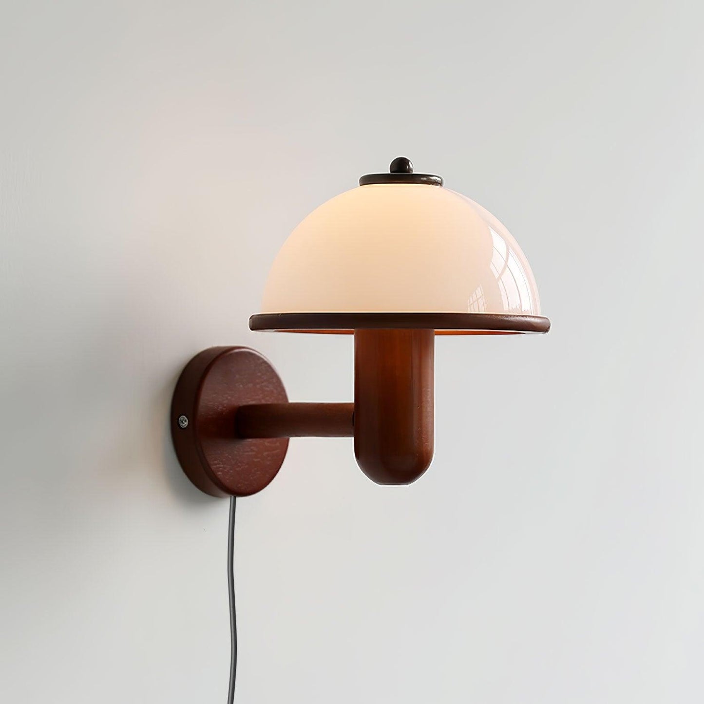 Mushroom Wall Lamp | Oak Wood & White Shade | 2-Pack