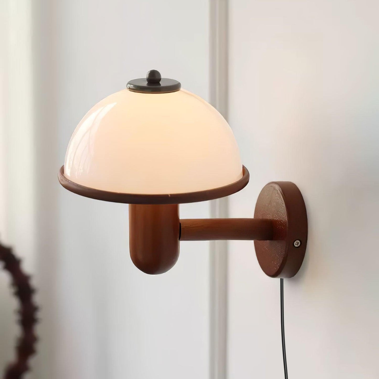 Mushroom Wall Lamp | Oak Wood & White Shade | 2-Pack