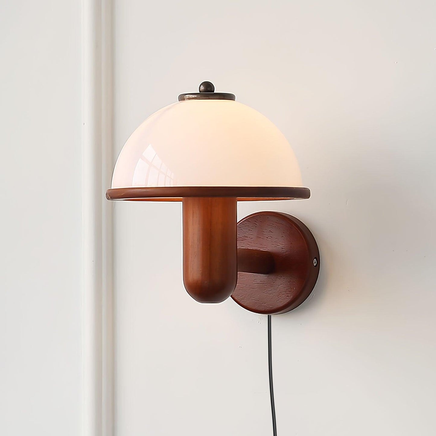 Mushroom Wall Lamp | Oak Wood & White Shade | 2-Pack