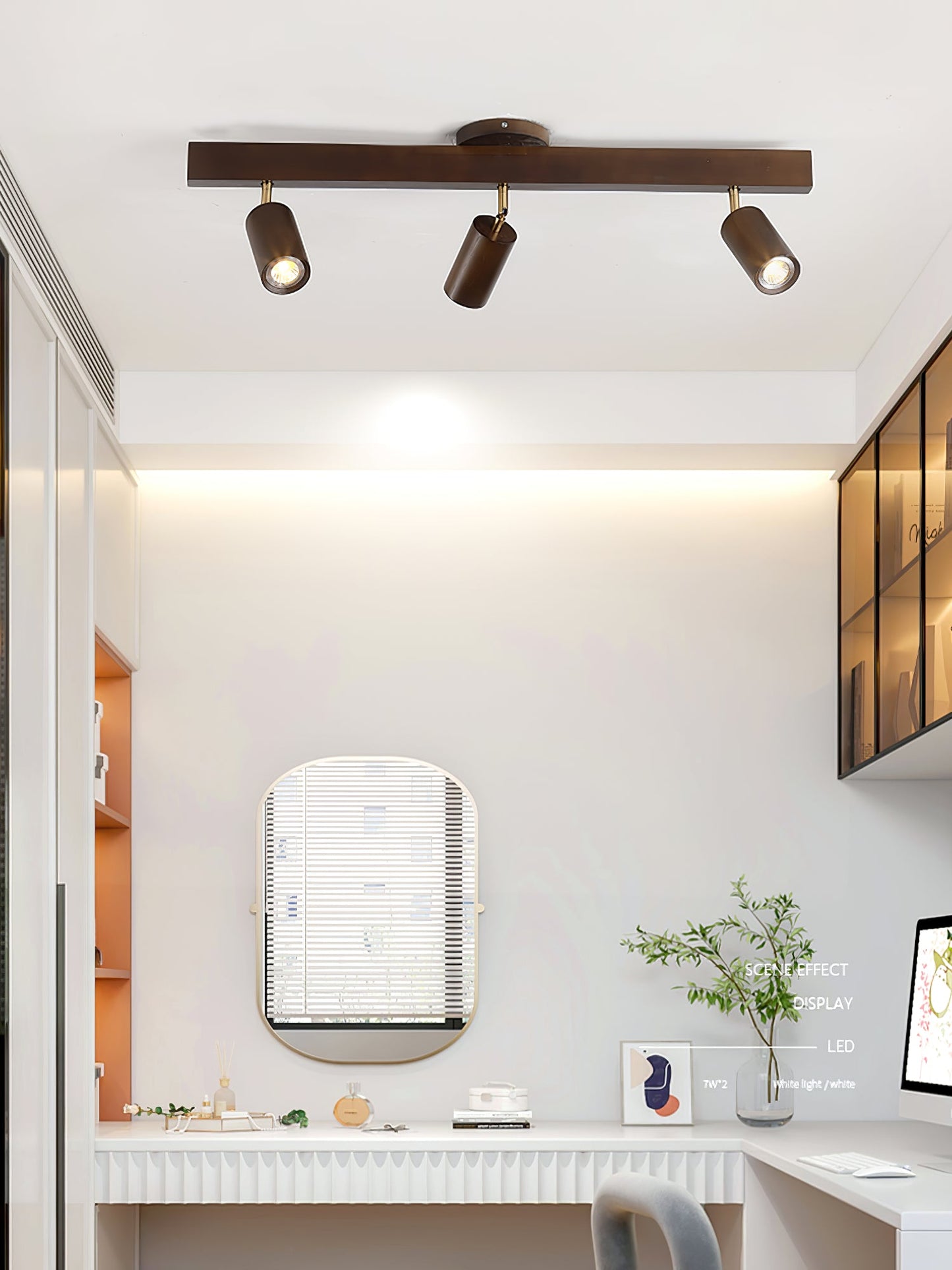 Natural Wood Beam Spotlight | Walnut Finish | 2 to 5 Heads Available
