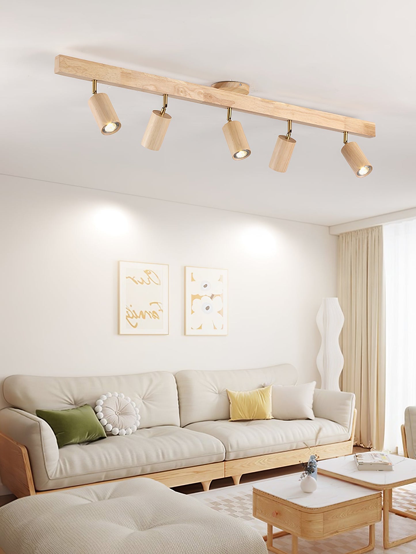 Natural Wood Beam Spotlight | Walnut Finish | 2 to 5 Heads Available