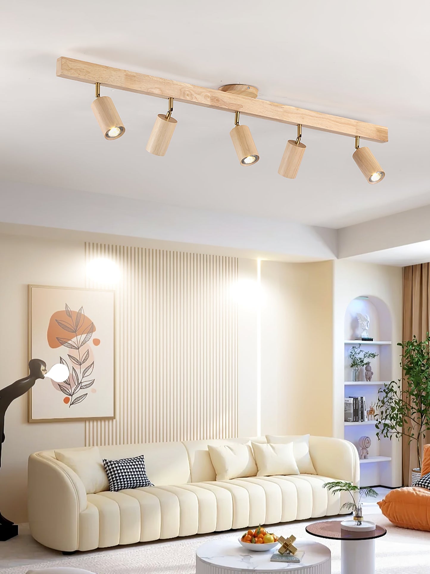 Natural Wood Beam Spotlight | Walnut Finish | 2 to 5 Heads Available
