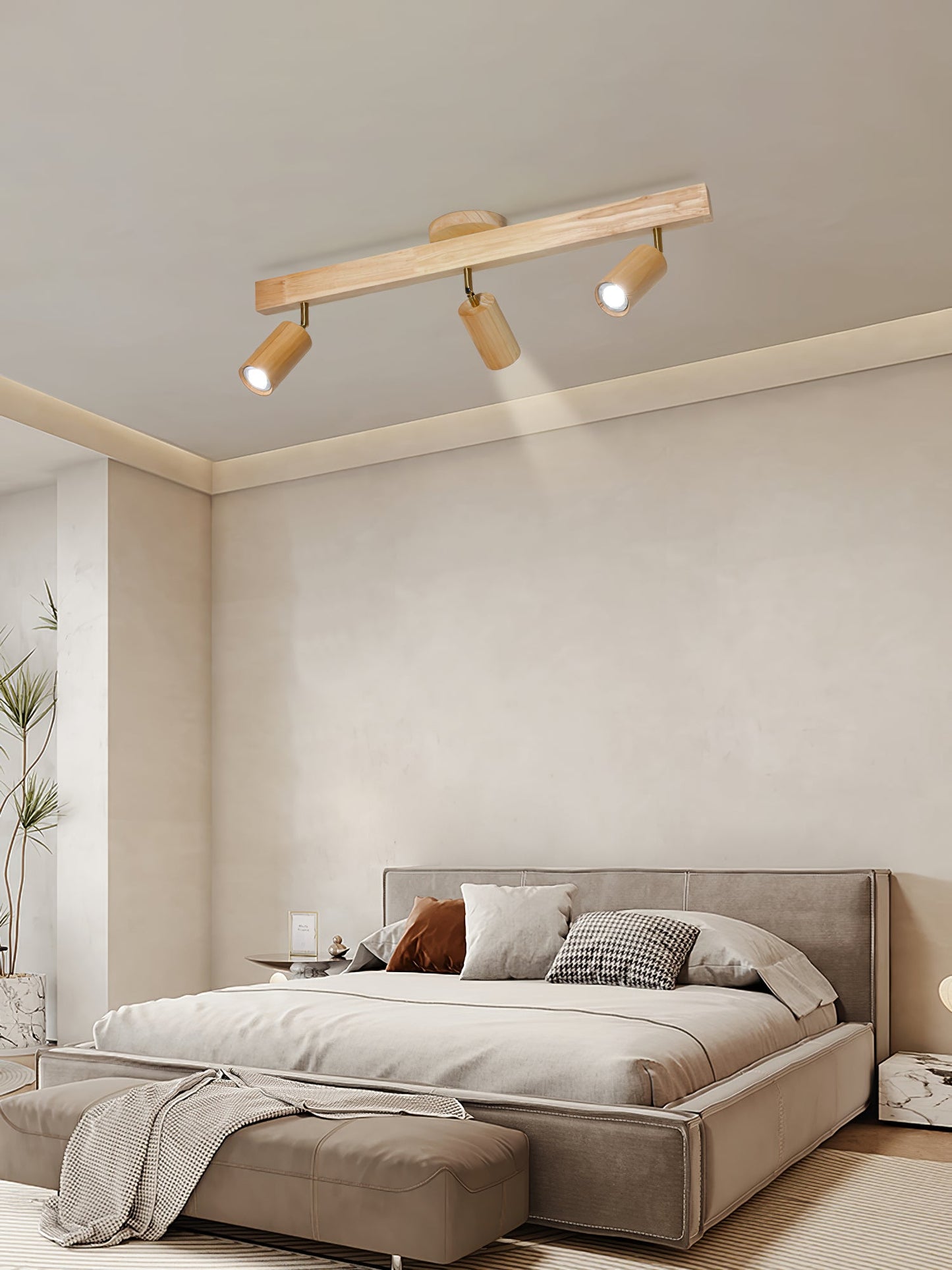 Natural Wood Beam Spotlight | Walnut Finish | 2 to 5 Heads Available