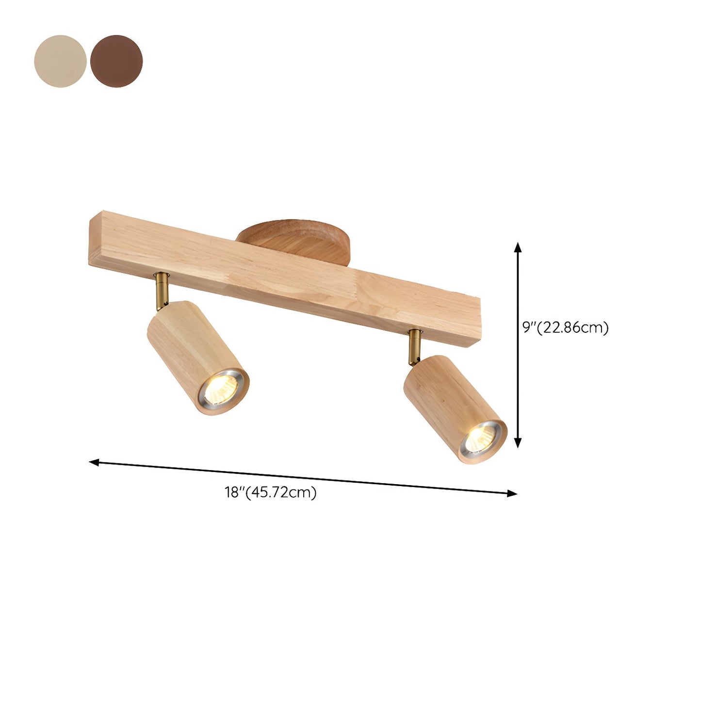 Natural Wood Beam Spotlight | Walnut Finish | 2 to 5 Heads Available