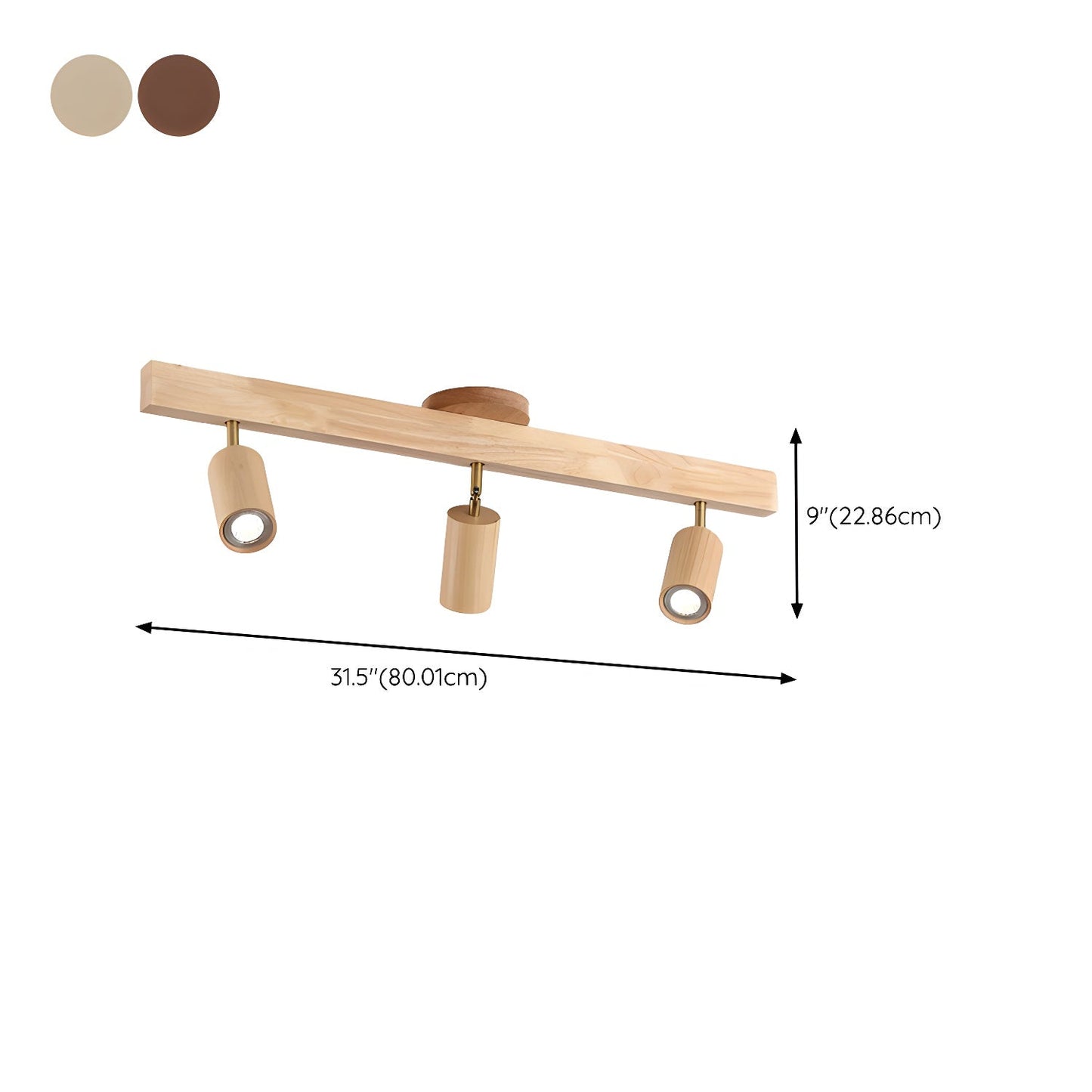 Natural Wood Beam Spotlight | Walnut Finish | 2 to 5 Heads Available