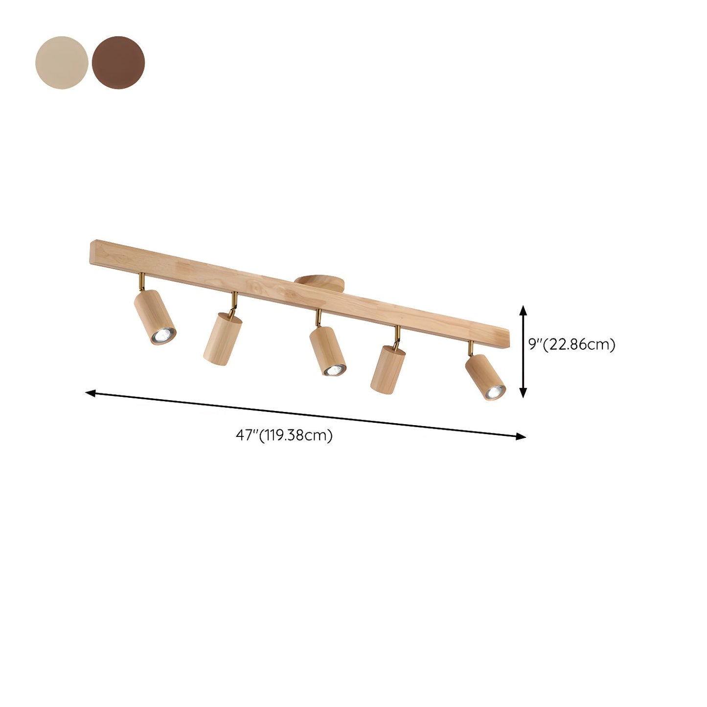 Natural Wood Beam Spotlight | Walnut Finish | 2 to 5 Heads Available