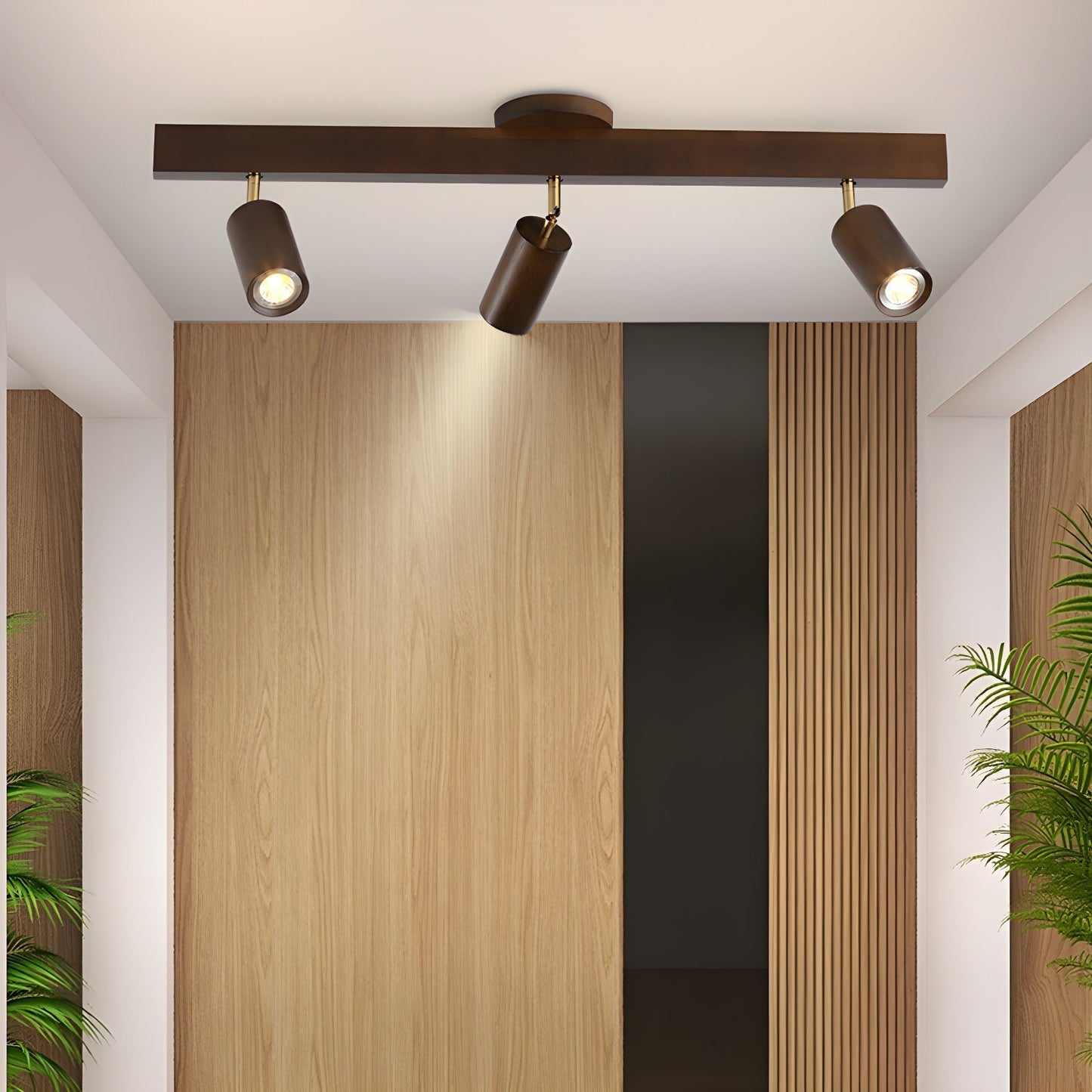Natural Wood Beam Spotlight | Walnut Finish | 2 to 5 Heads Available