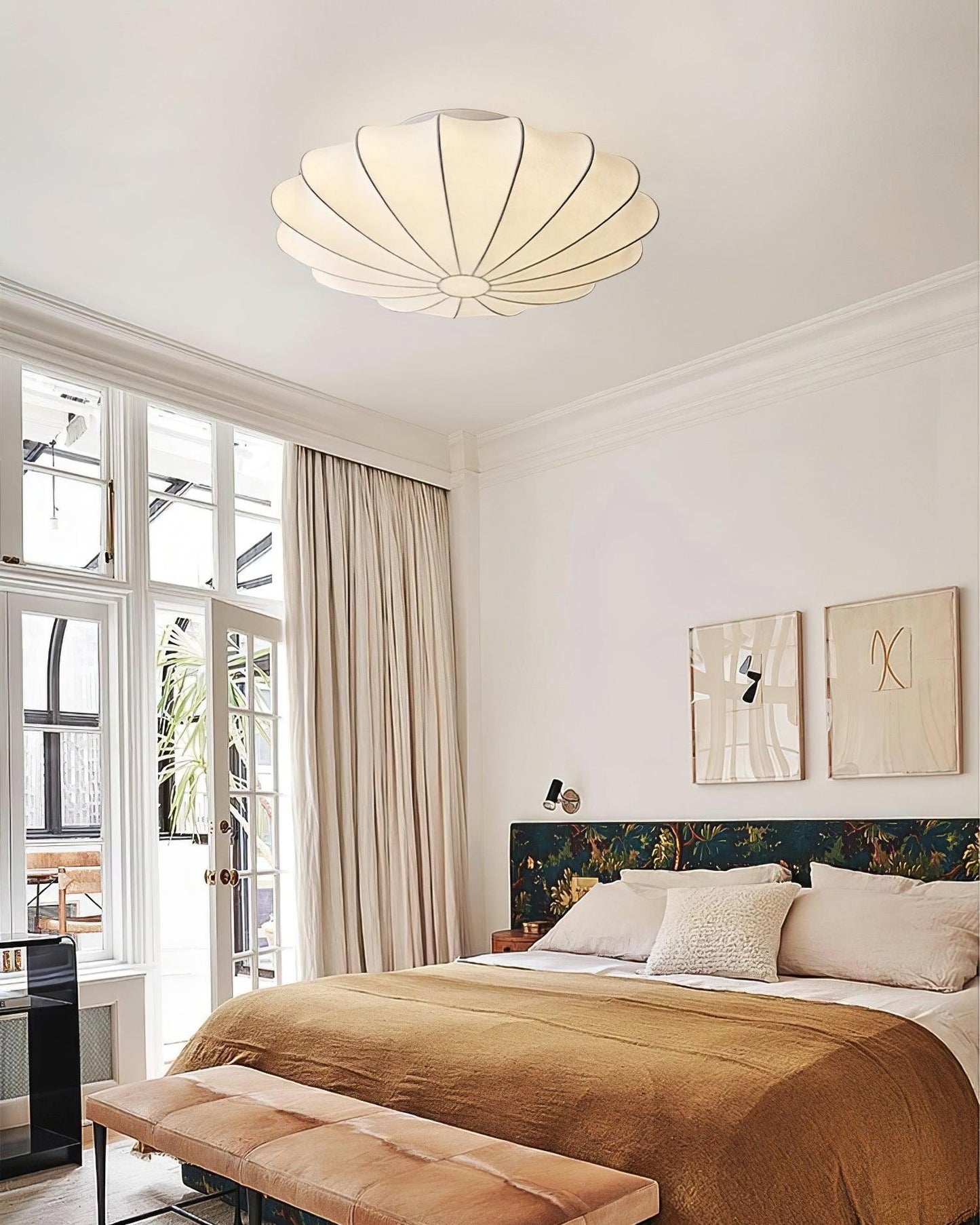 Nelson Bubble Ceiling Lamp | White Metal & Silk | Multiple Size Options