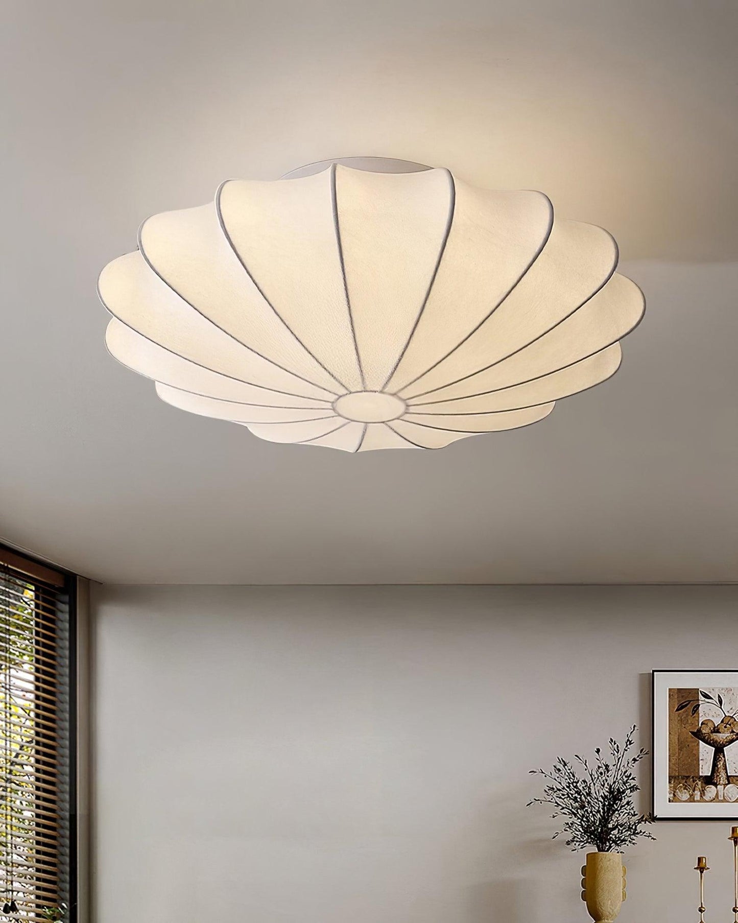 Nelson Bubble Ceiling Lamp | White Metal & Silk | Multiple Size Options
