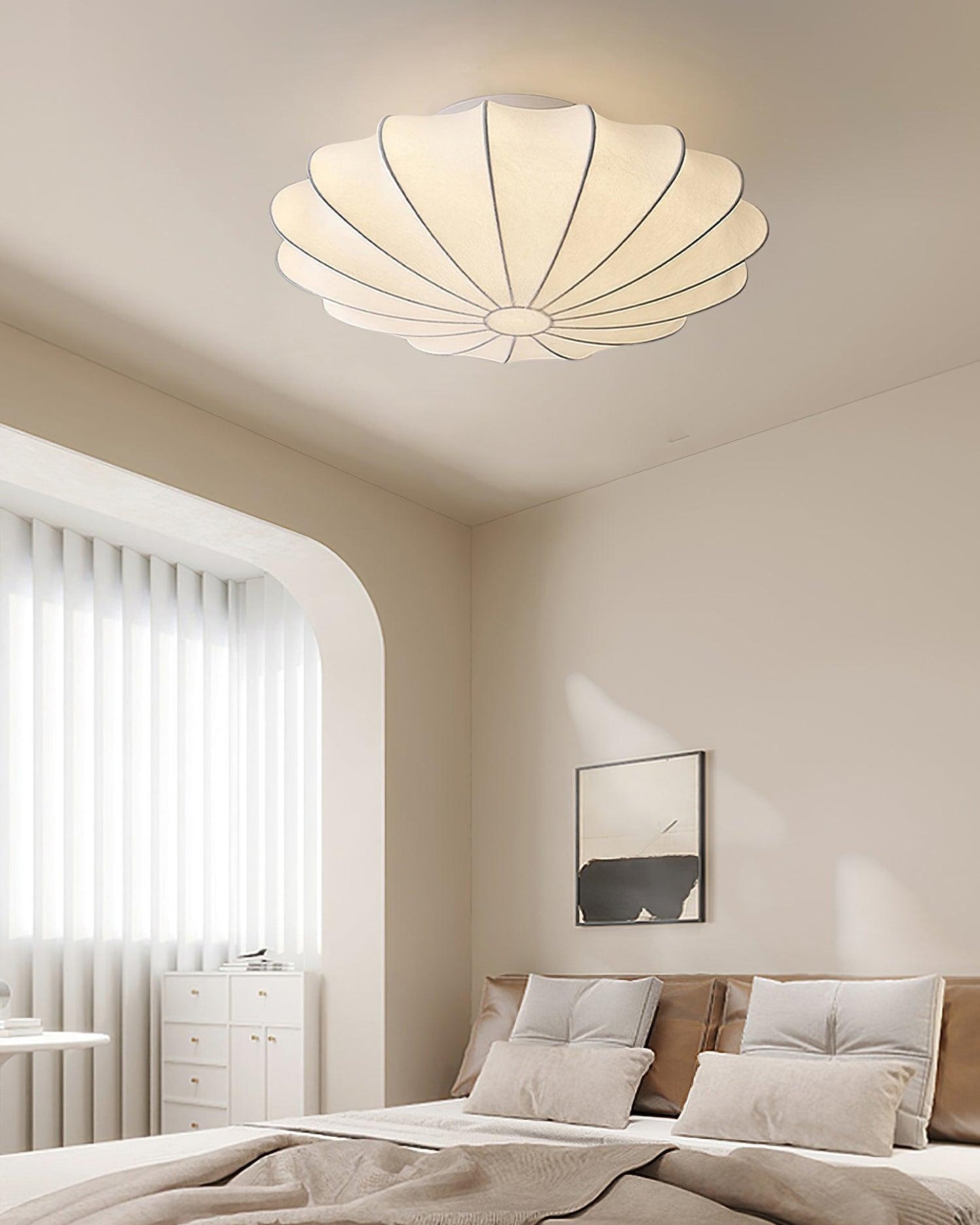 Nelson Bubble Ceiling Lamp | White Metal & Silk | Multiple Size Options