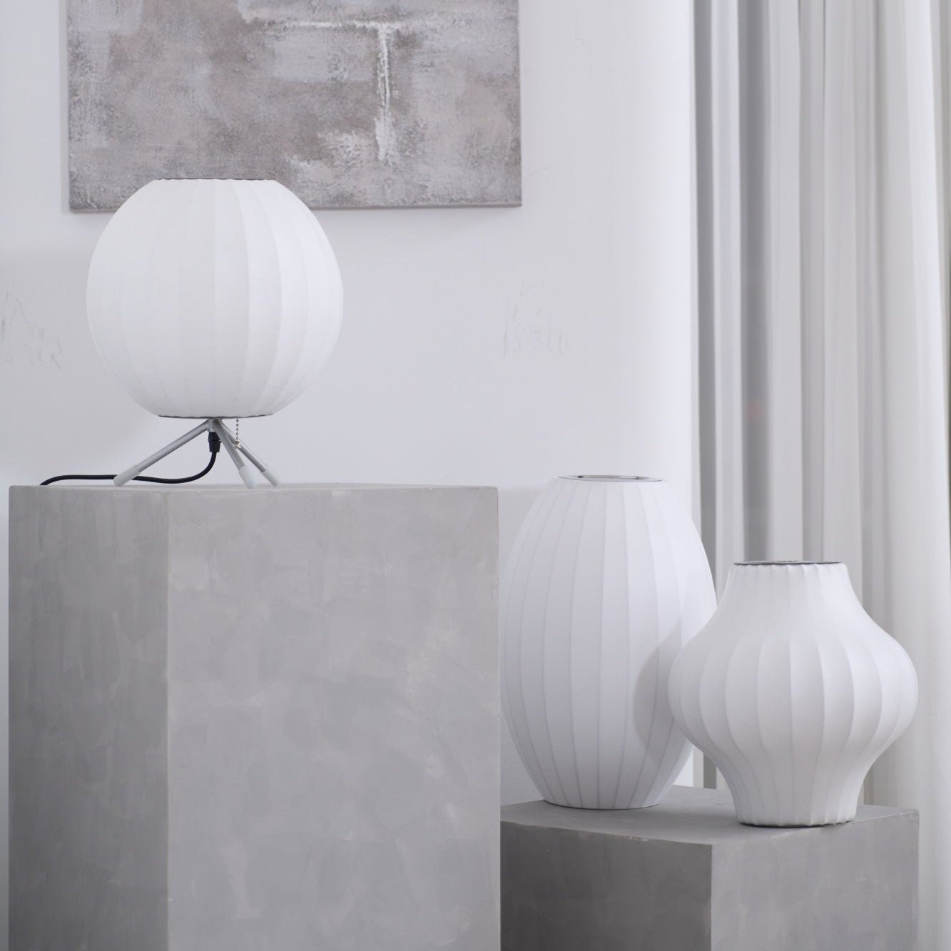 Nelson Tripod Table Lamp | Chrome & White | 4 Sizes Available