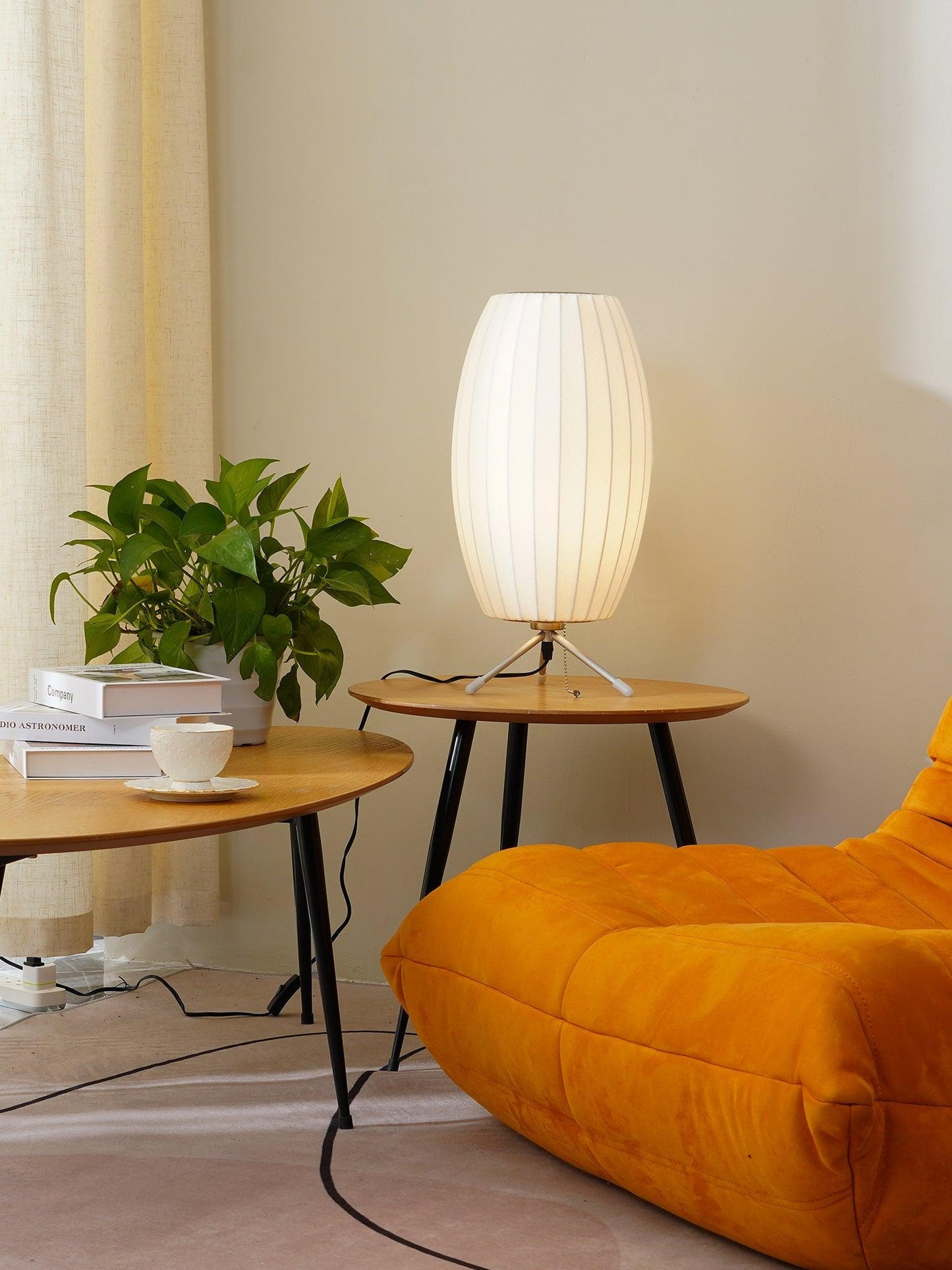 Nelson Tripod Table Lamp | Chrome & White | 4 Sizes Available