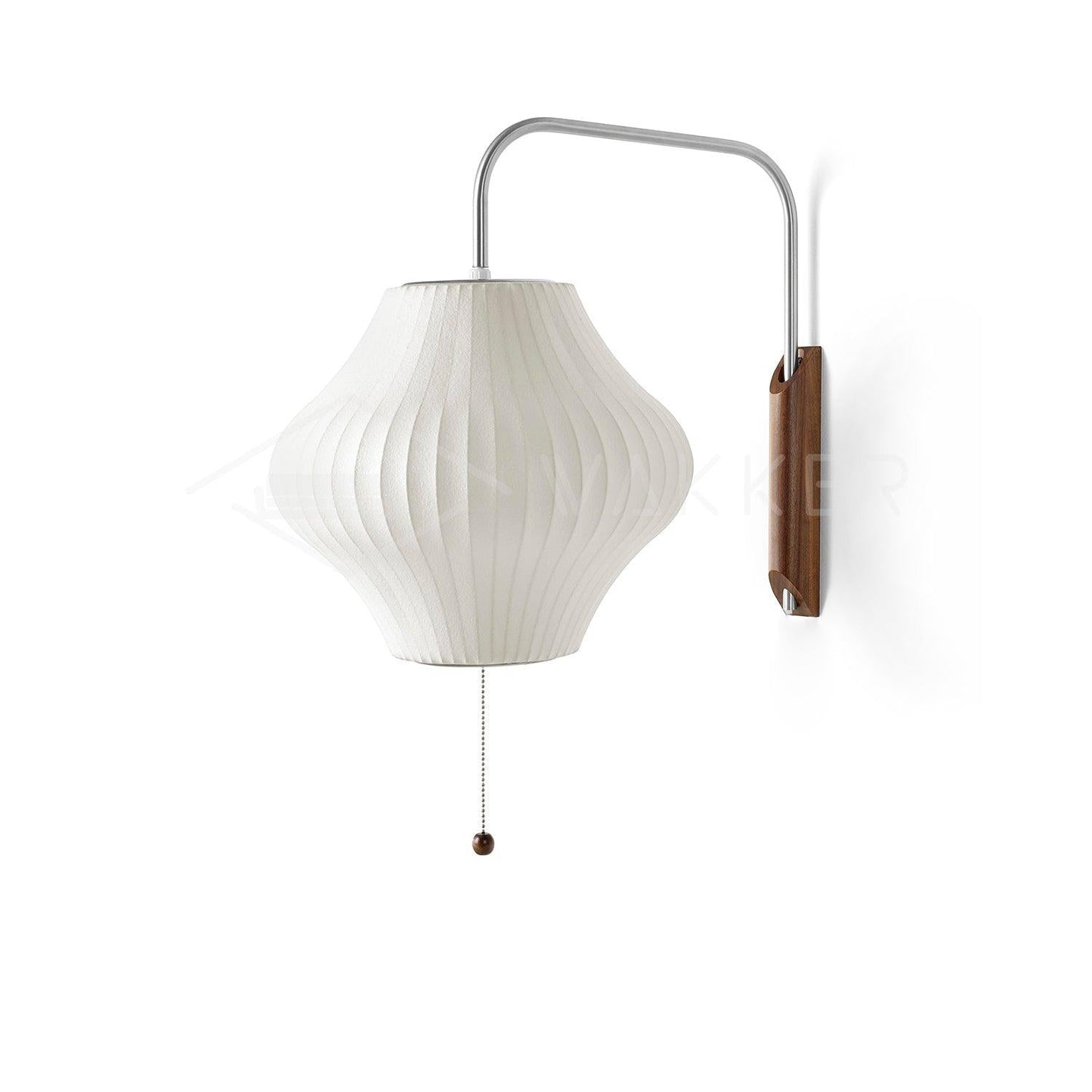 Nelson Bubble Wall Lamp | Polymer, Steel, Walnut, Metal | Chrome & Walnut