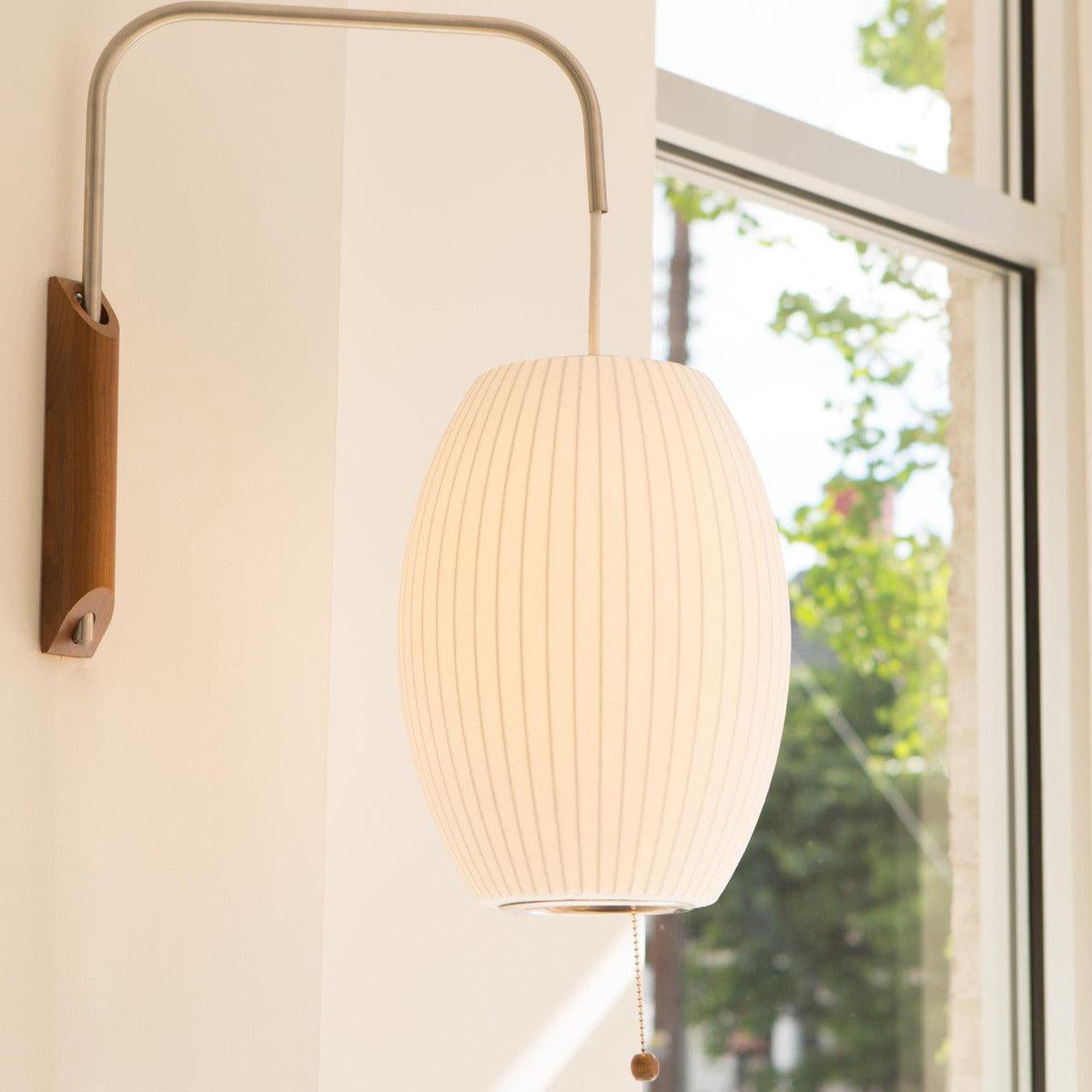 Nelson Bubble Wall Lamp | Polymer, Steel, Walnut, Metal | Chrome & Walnut