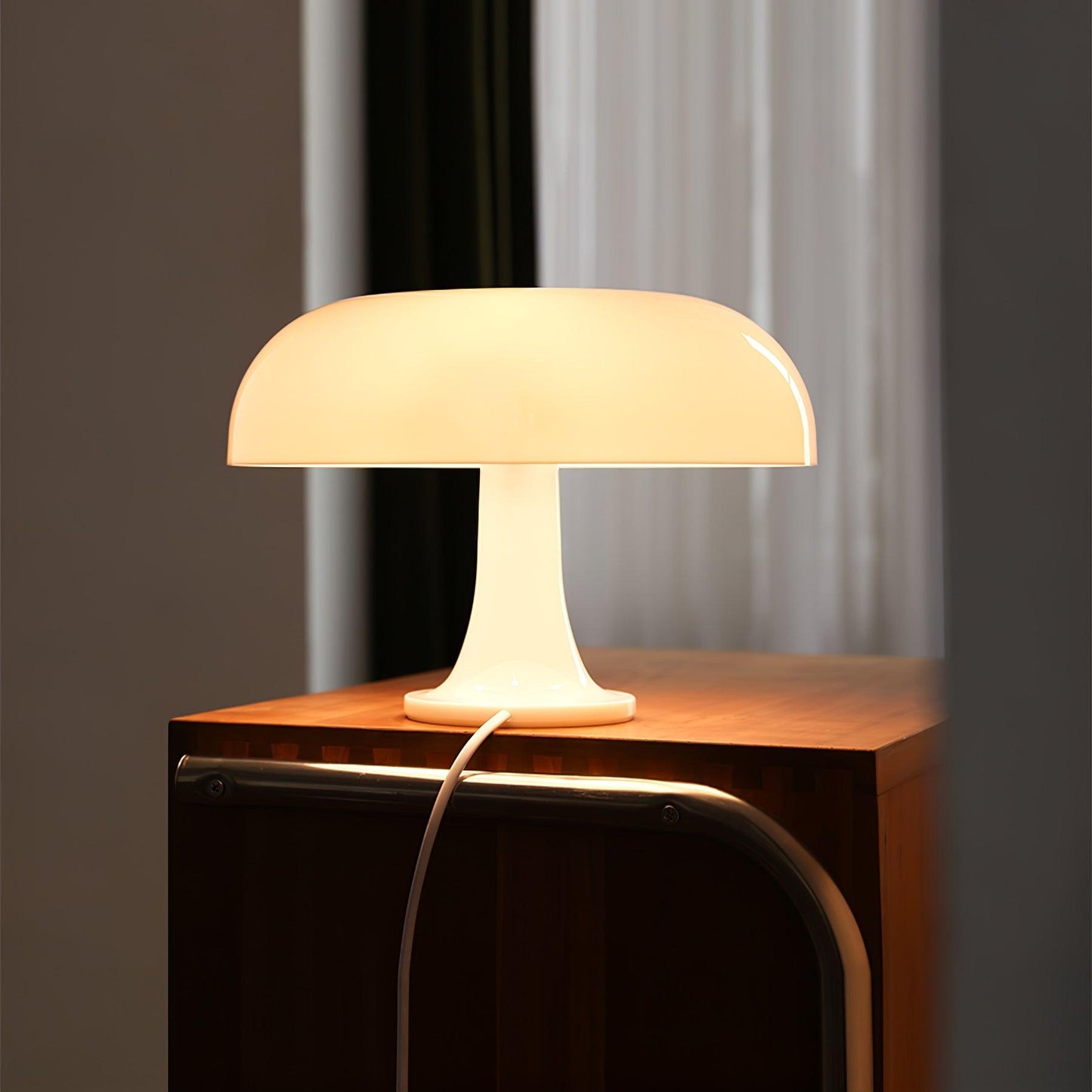 Mushroom Table Lamp | ABS Thermoplastic | Orange & White