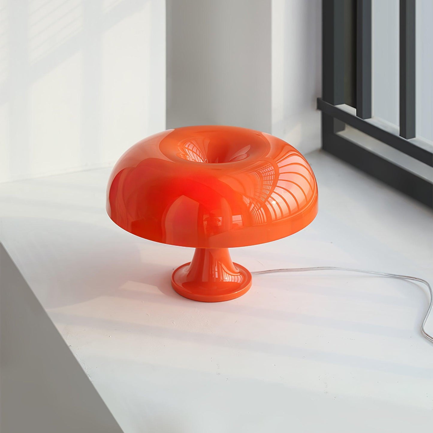 Mushroom Table Lamp | ABS Thermoplastic | Orange & White