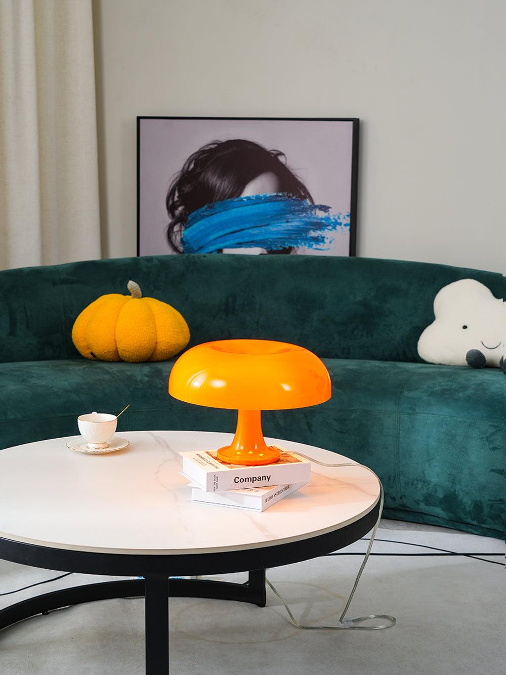 Mushroom Table Lamp | ABS Thermoplastic | Orange & White