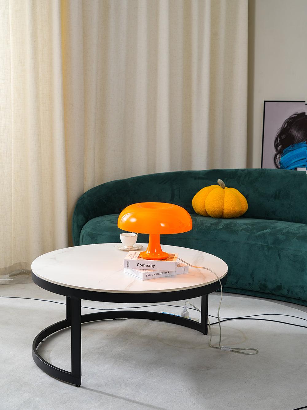 Mushroom Table Lamp | ABS Thermoplastic | Orange & White