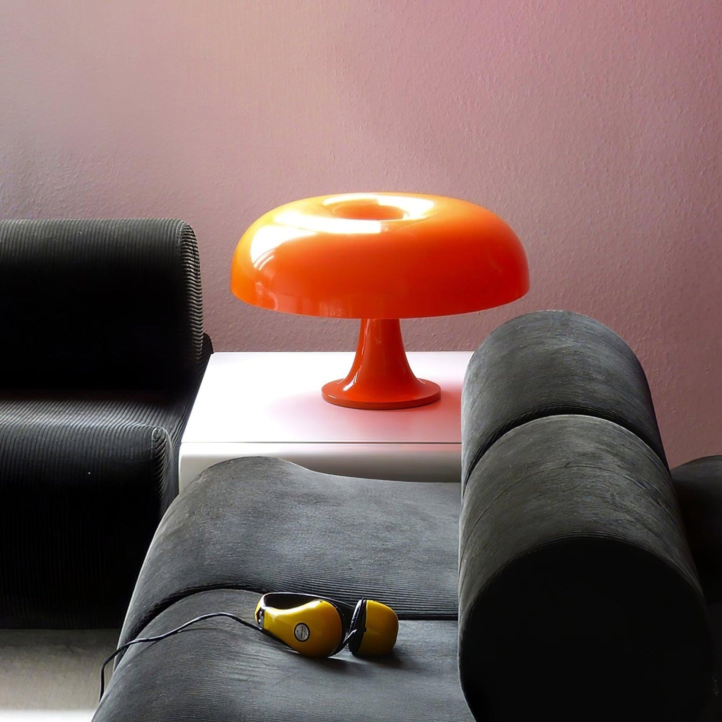 Mushroom Table Lamp | ABS Thermoplastic | Orange & White