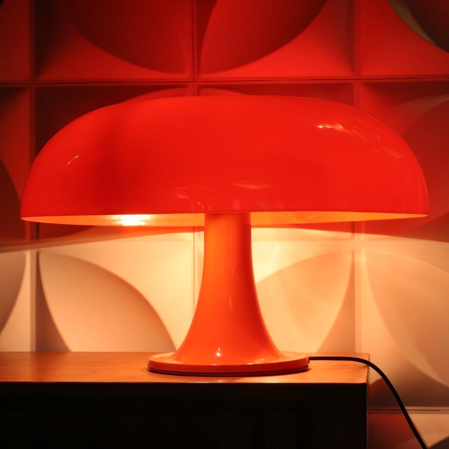Mushroom Table Lamp | ABS Thermoplastic | Orange & White