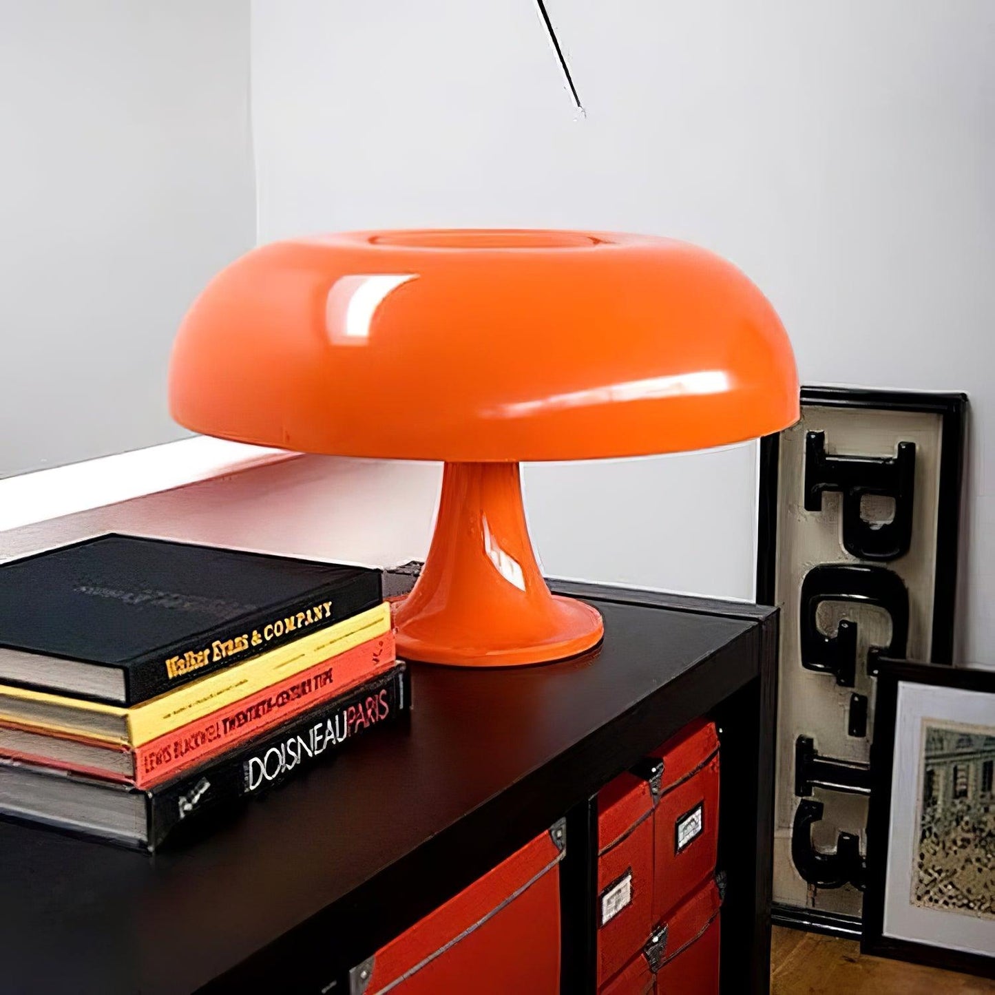 Mushroom Table Lamp | ABS Thermoplastic | Orange & White