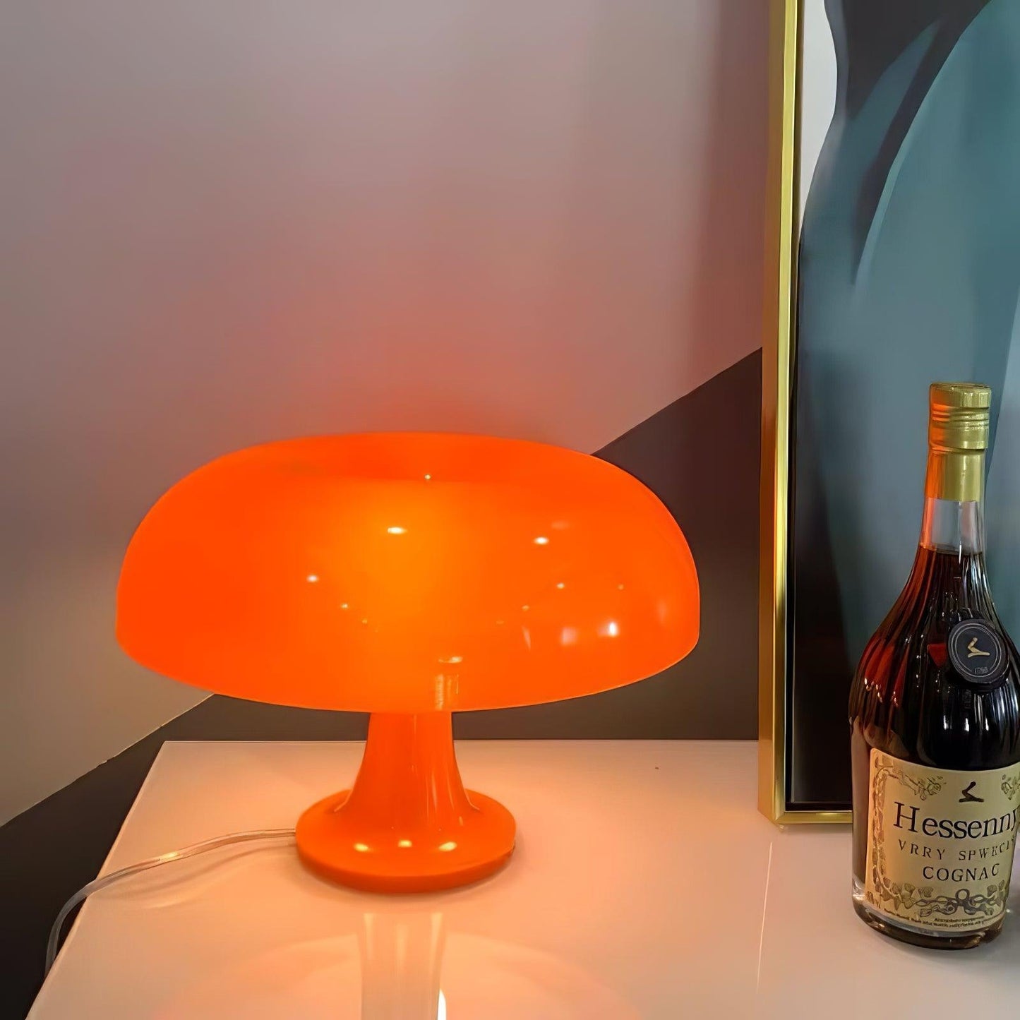 Mushroom Table Lamp | ABS Thermoplastic | Orange & White