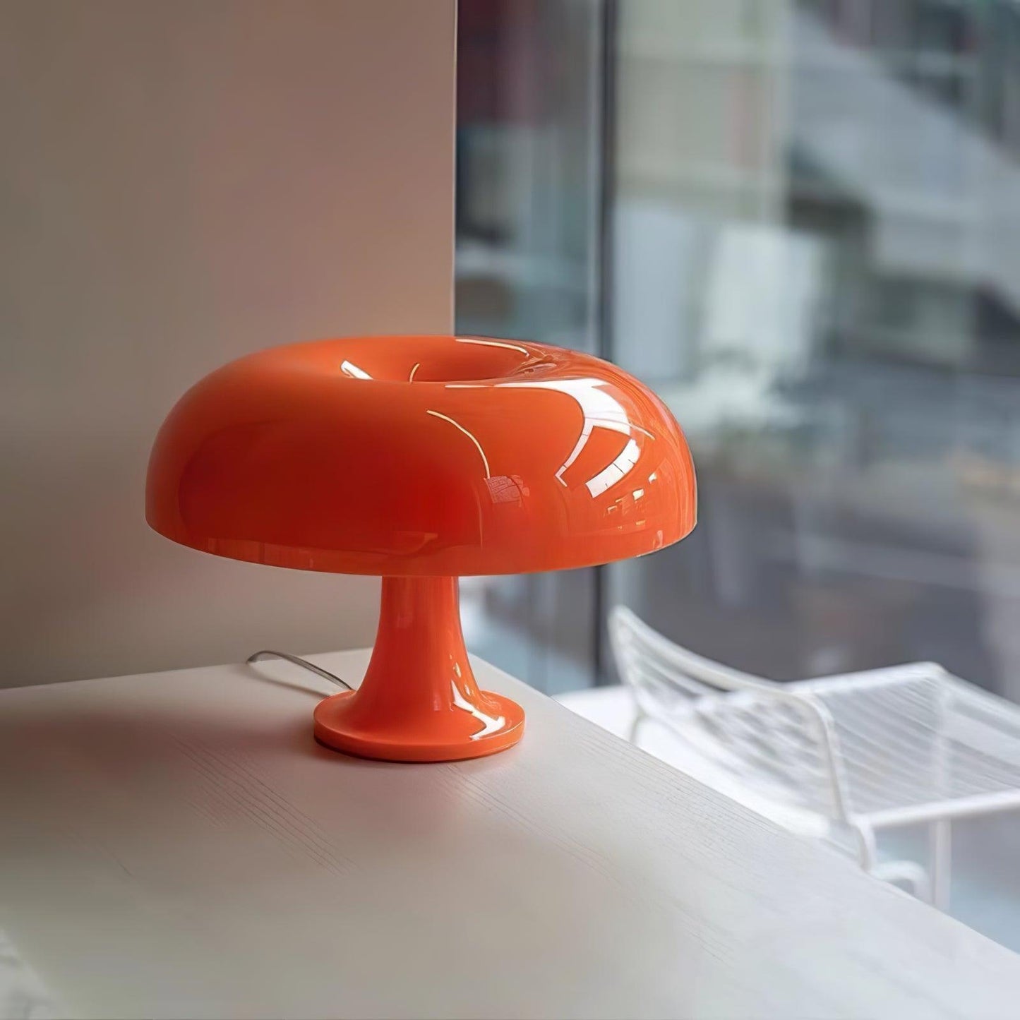 Mushroom Table Lamp | ABS Thermoplastic | Orange & White