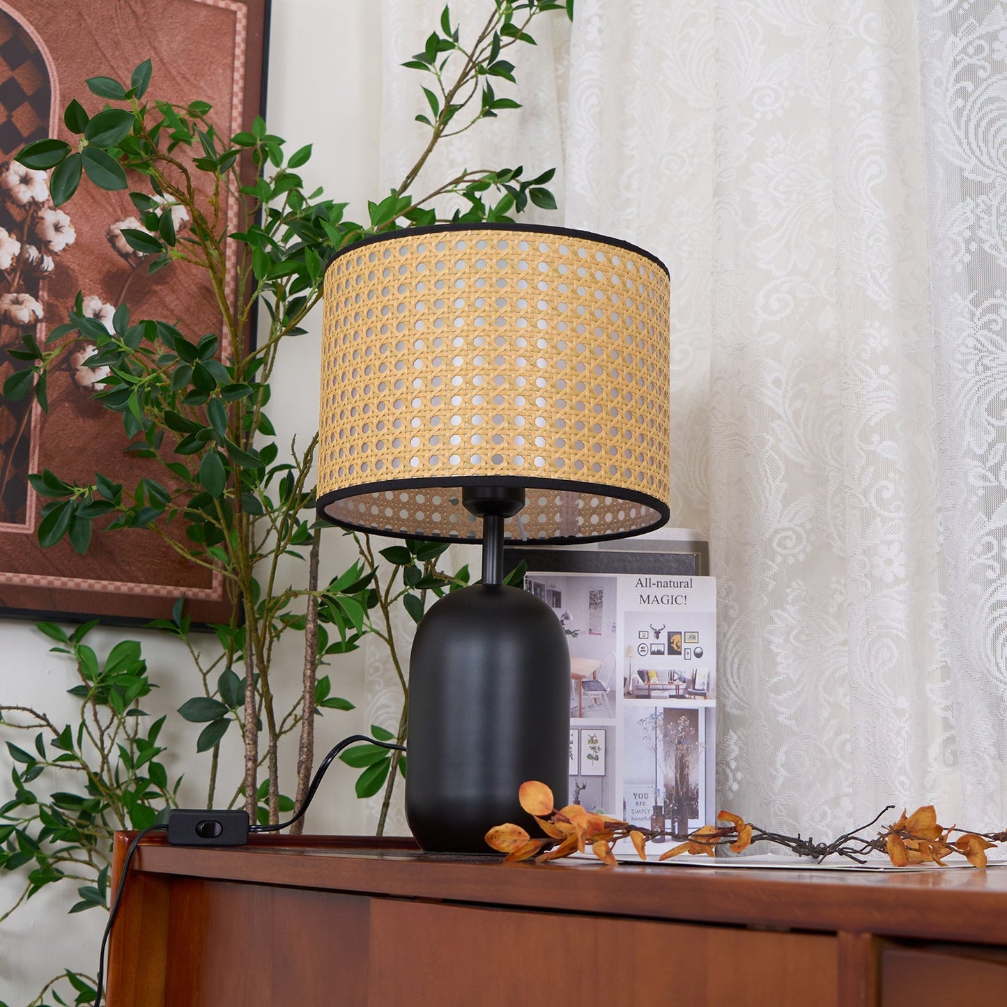Nico Table Lamp | Bamboo & Iron | Black